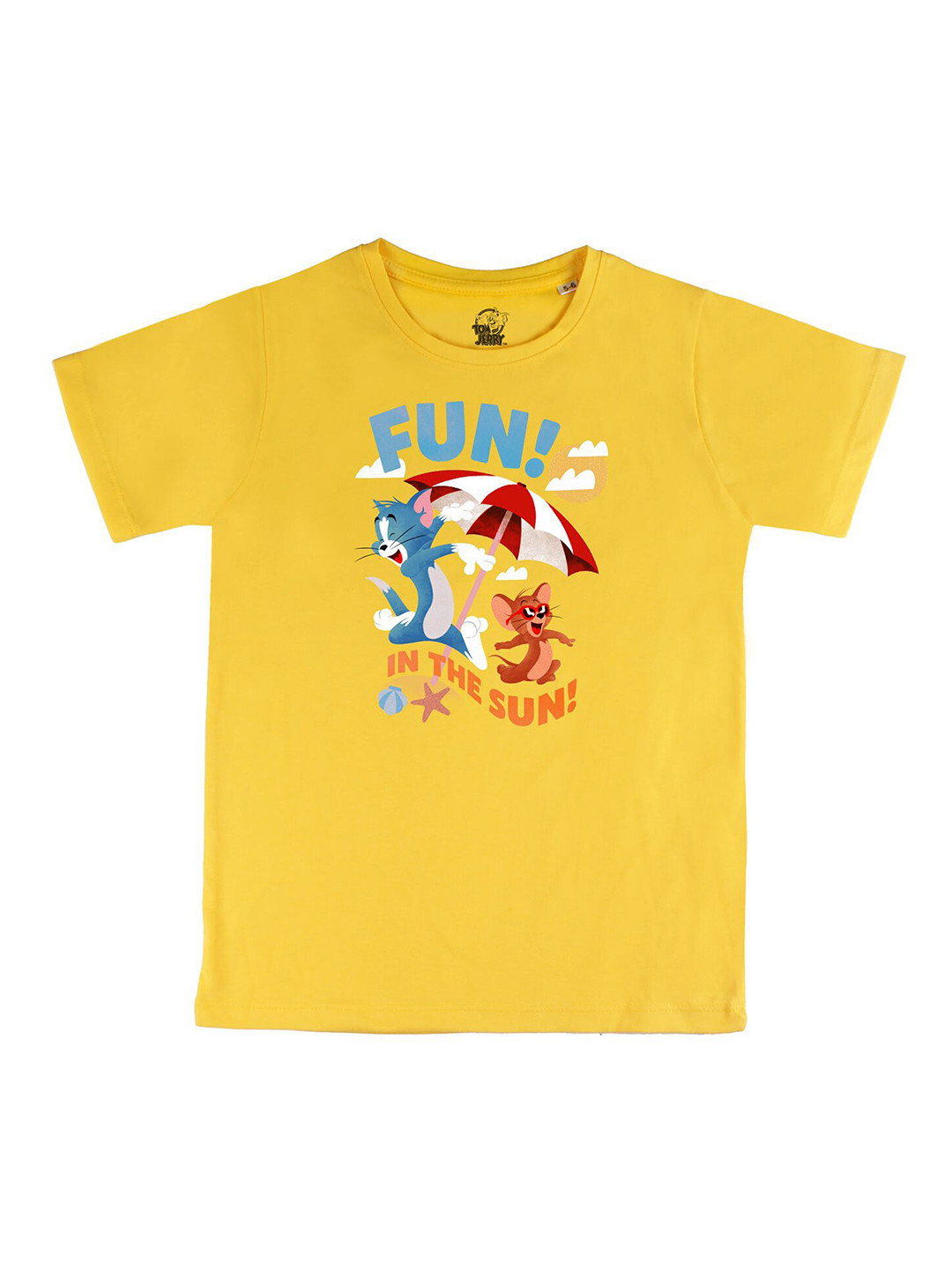 Tom & Jerry by Wear Your Mind Boys Yellow & maize Printed Applique T-shirt