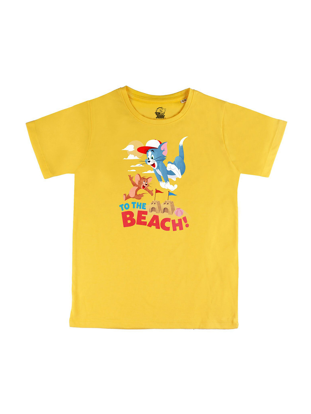 Tom & Jerry by Wear Your Mind Boys Yellow High Neck Indigo T-shirt
