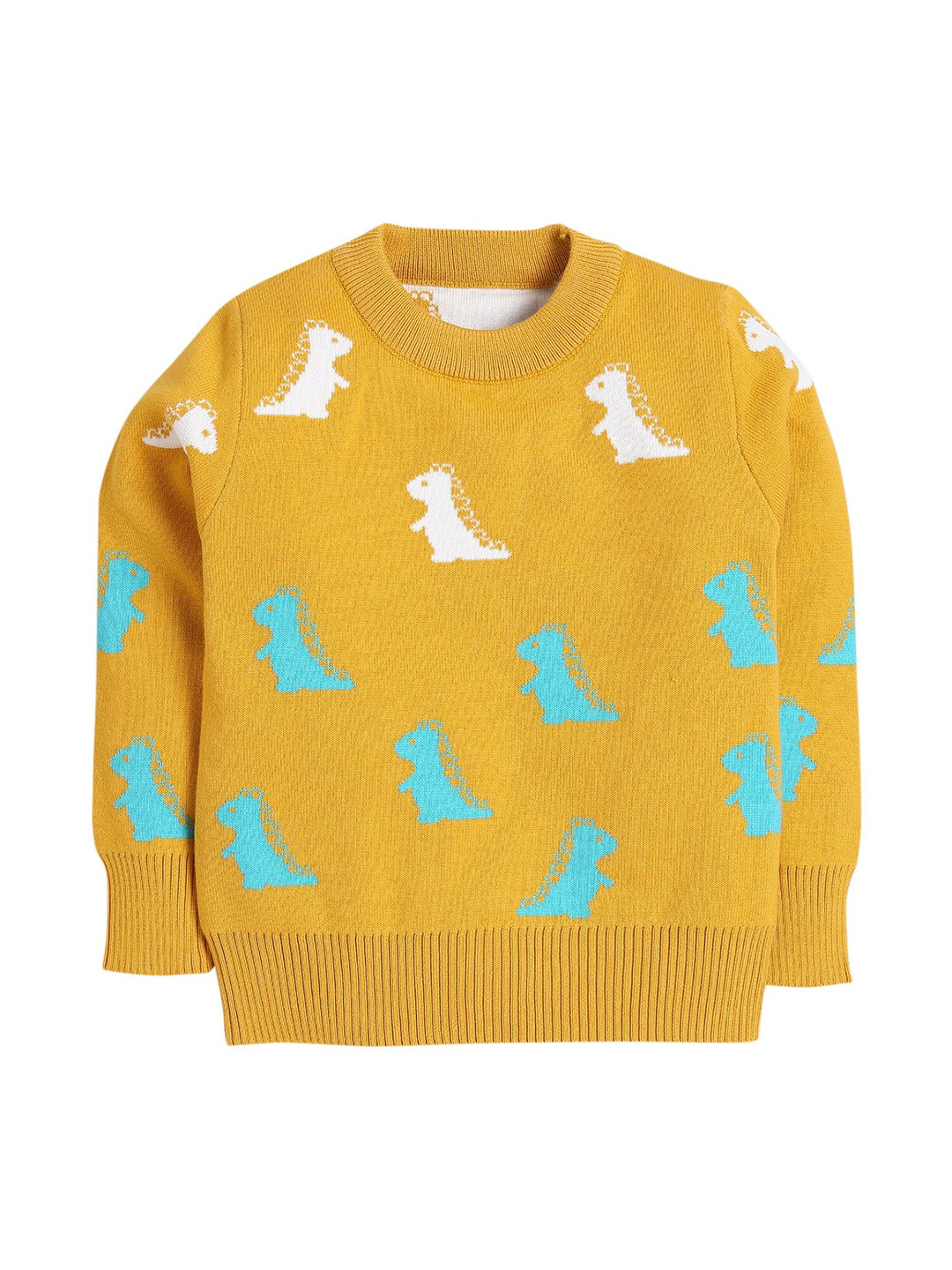 Hopscotch Boys Yellow & White Animal Printed Pullover