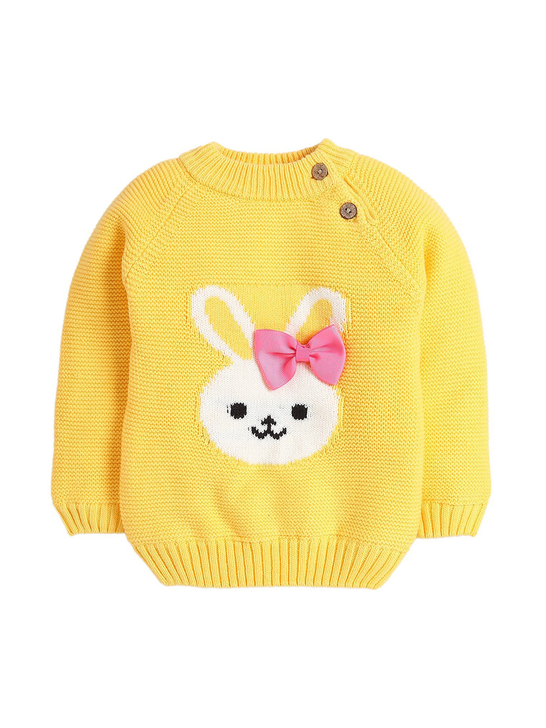 Hopscotch Girls Yellow & White Printed Pullover