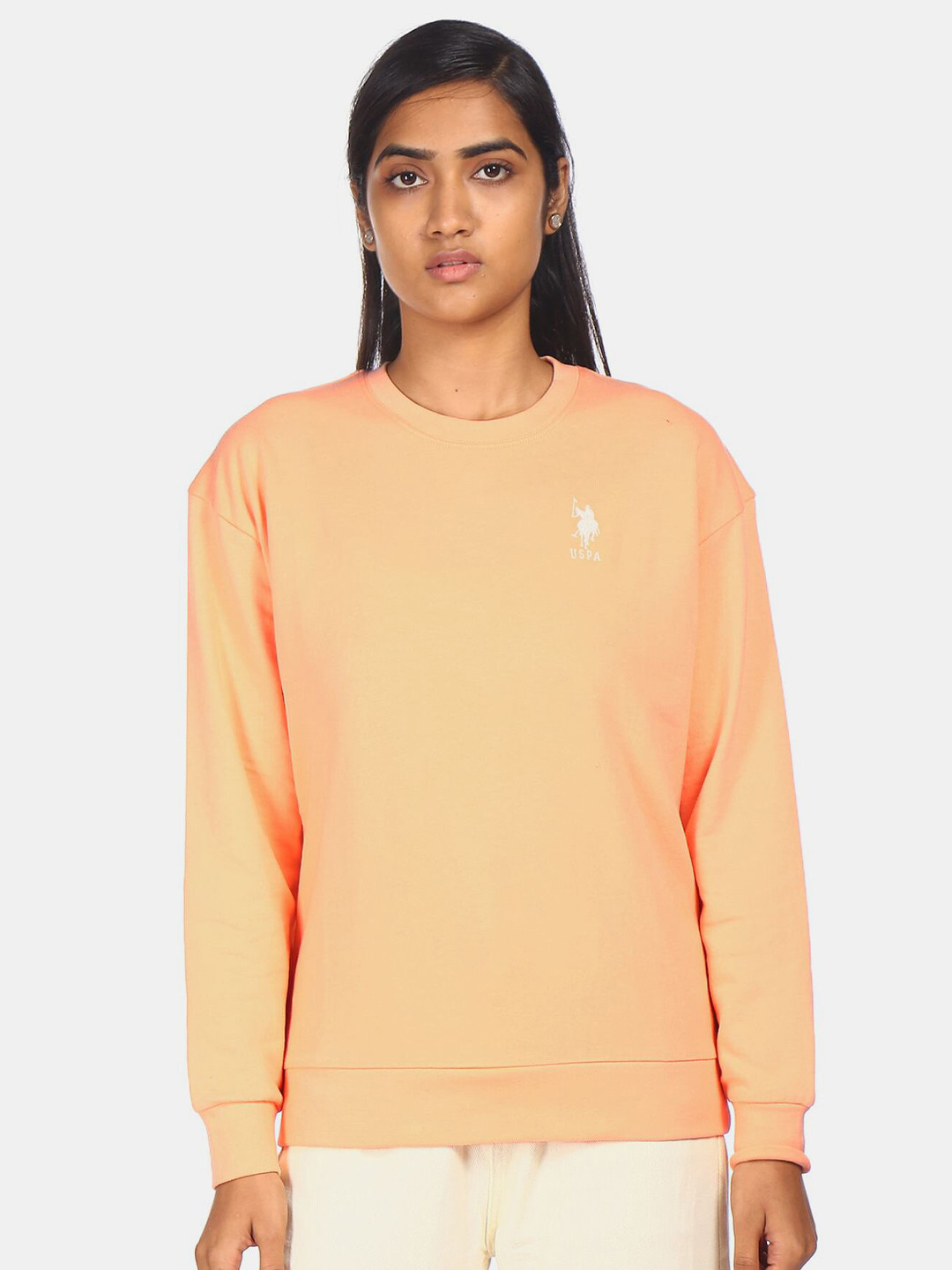 U S Polo Assn Women Orange Sweatshirt