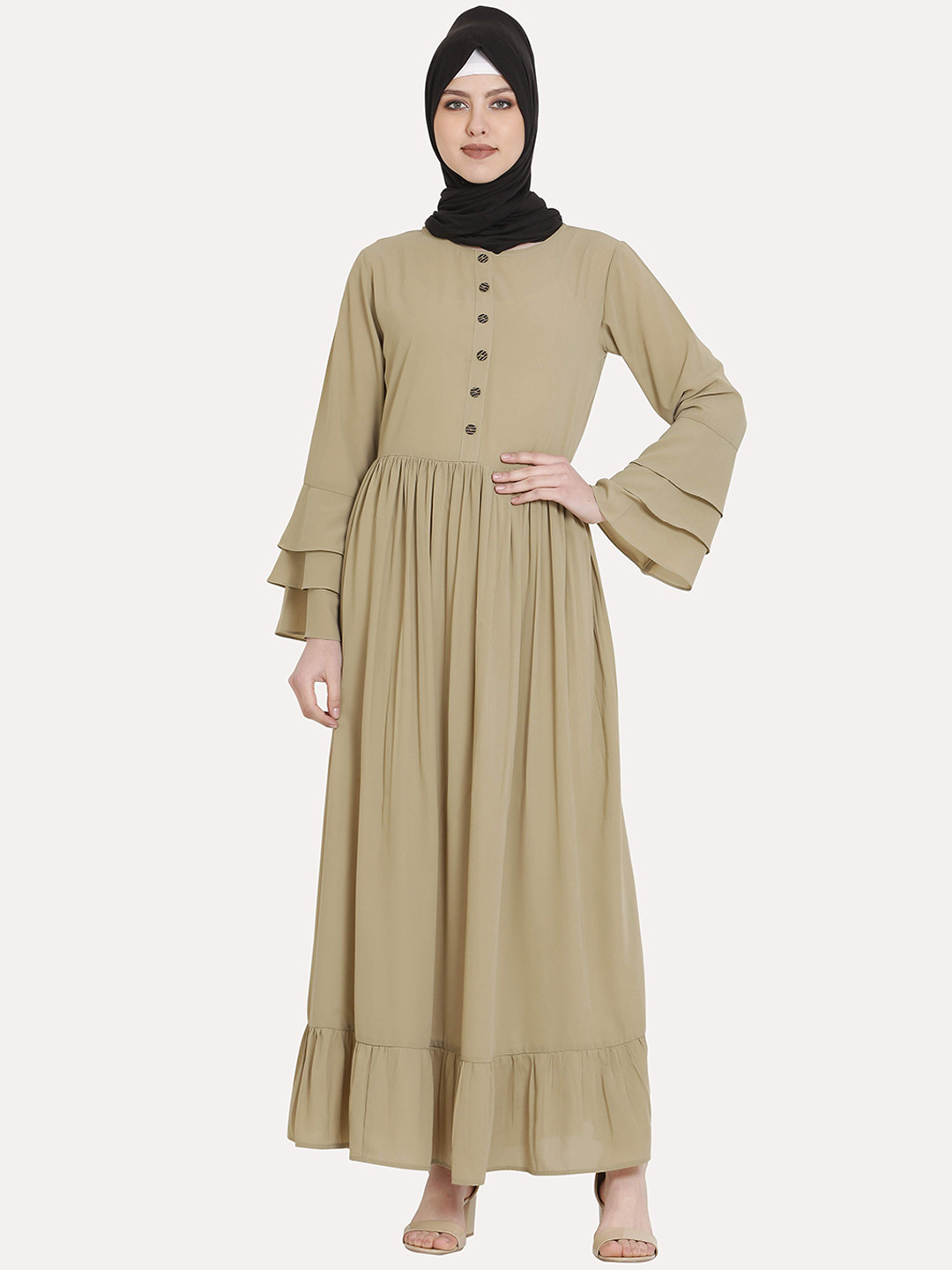 MOMIN LIBAS Women Beige Solid Abaya Burqa