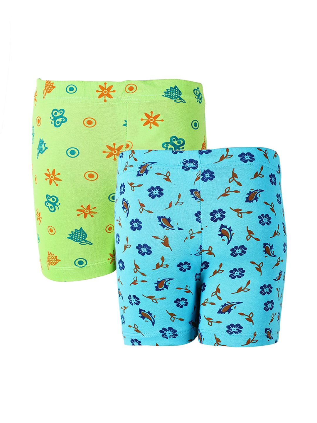 SAVAGE Girls Pack Of 2 Assorted Floral Printed Pure Cotton Shorts