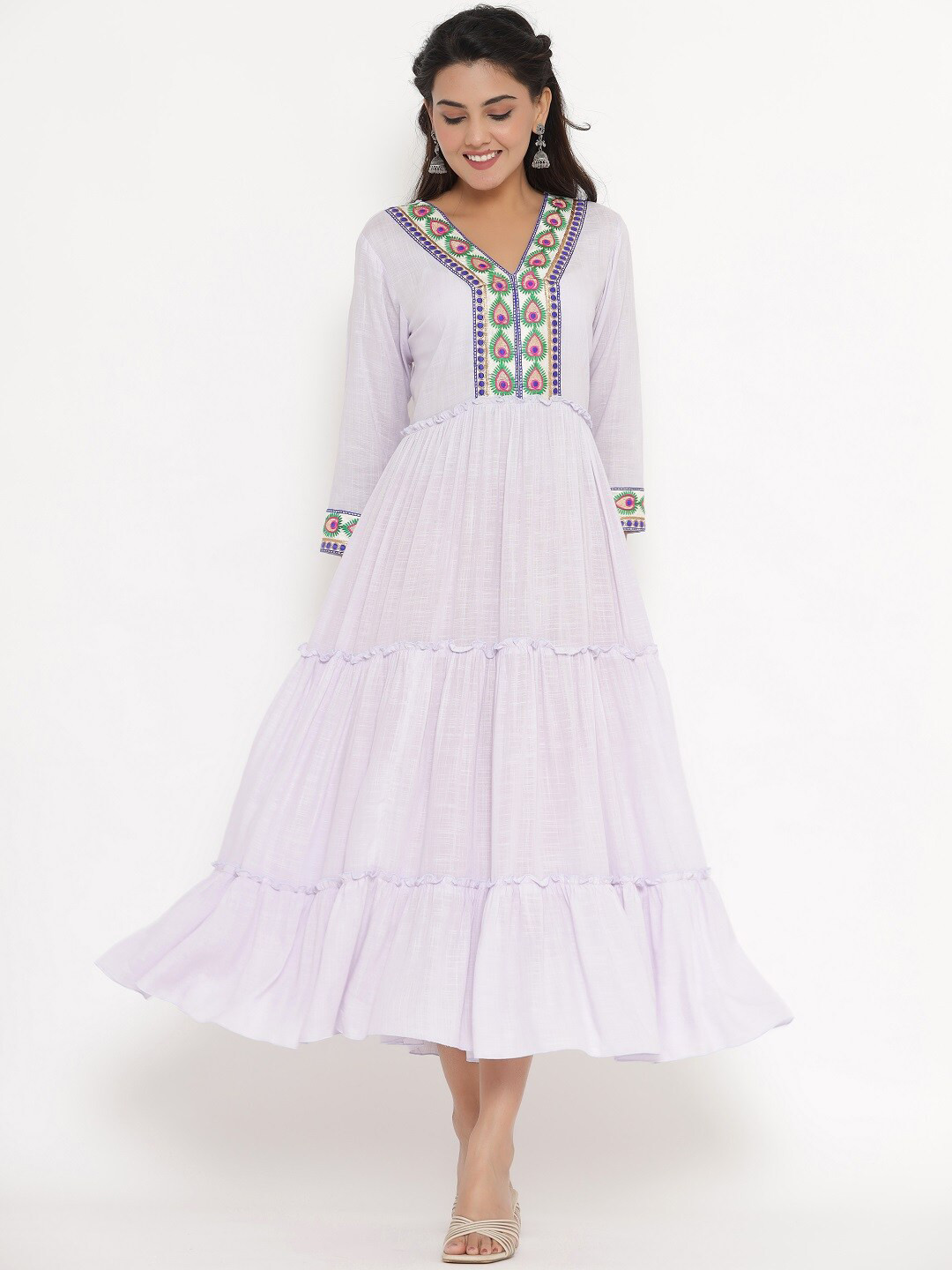 VEDANA Women Blue Midi Dress