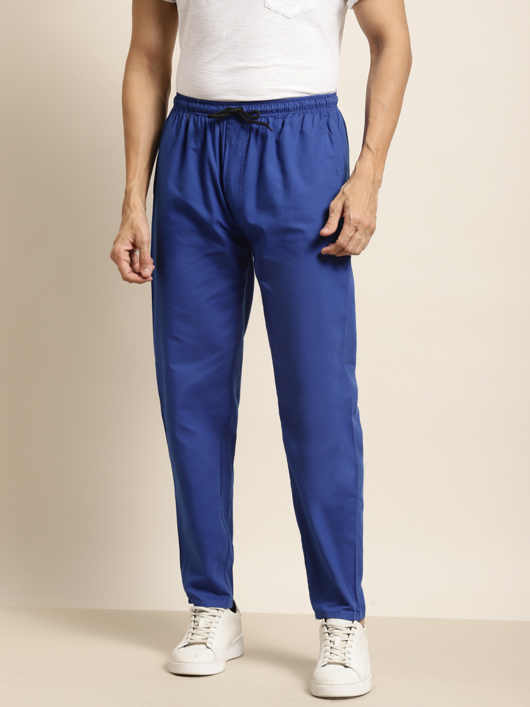 SOJANYA Men Royal Blue Cotton Solid Track Pants