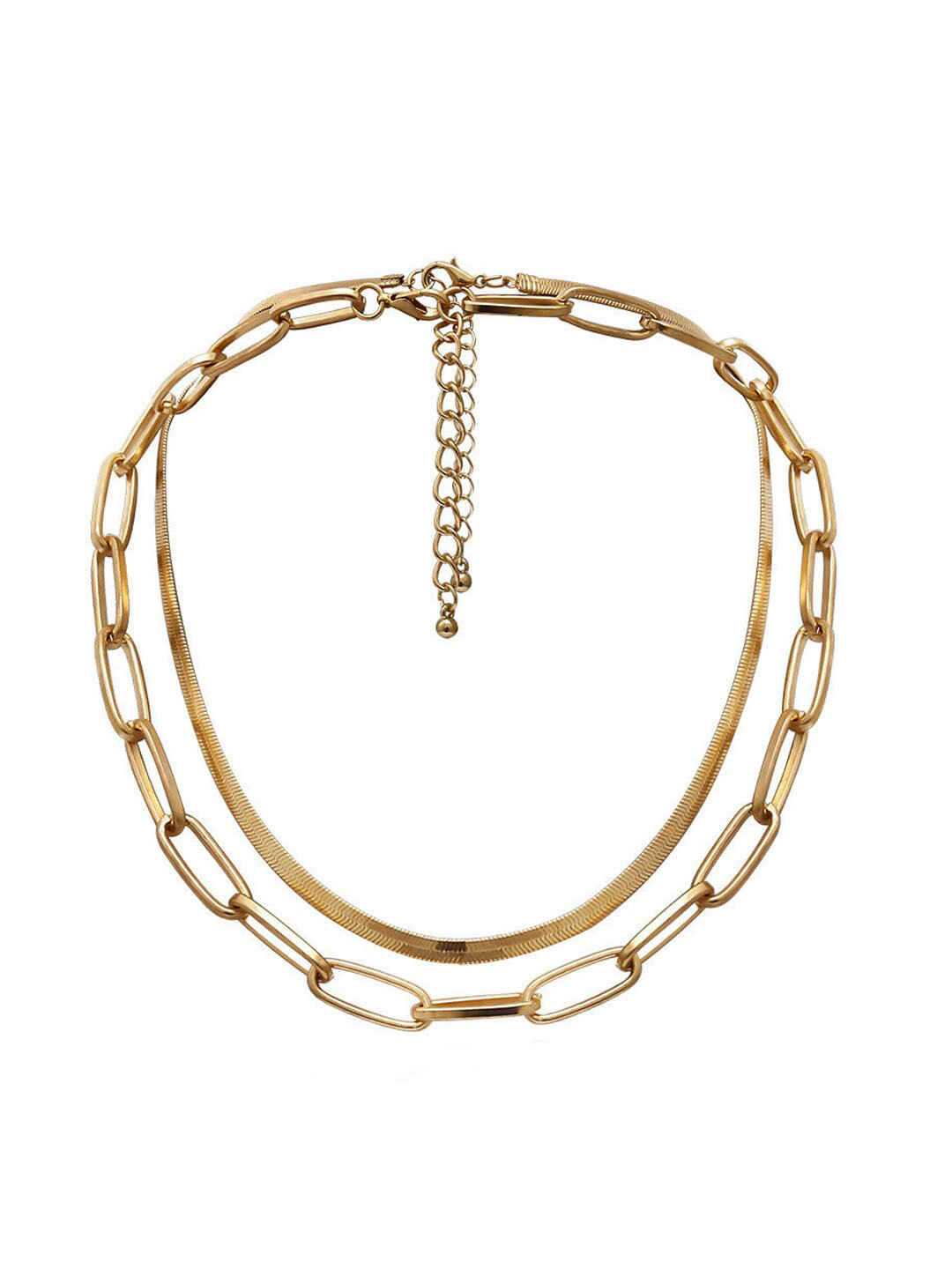 Yellow Chimes Women 2 Layer Gold Plated Chain Necklace