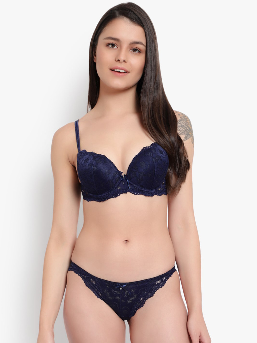 BRACHY Women Blue Self-Design Lace Lingerie Set BCA_NBPSET03-30B-Blue