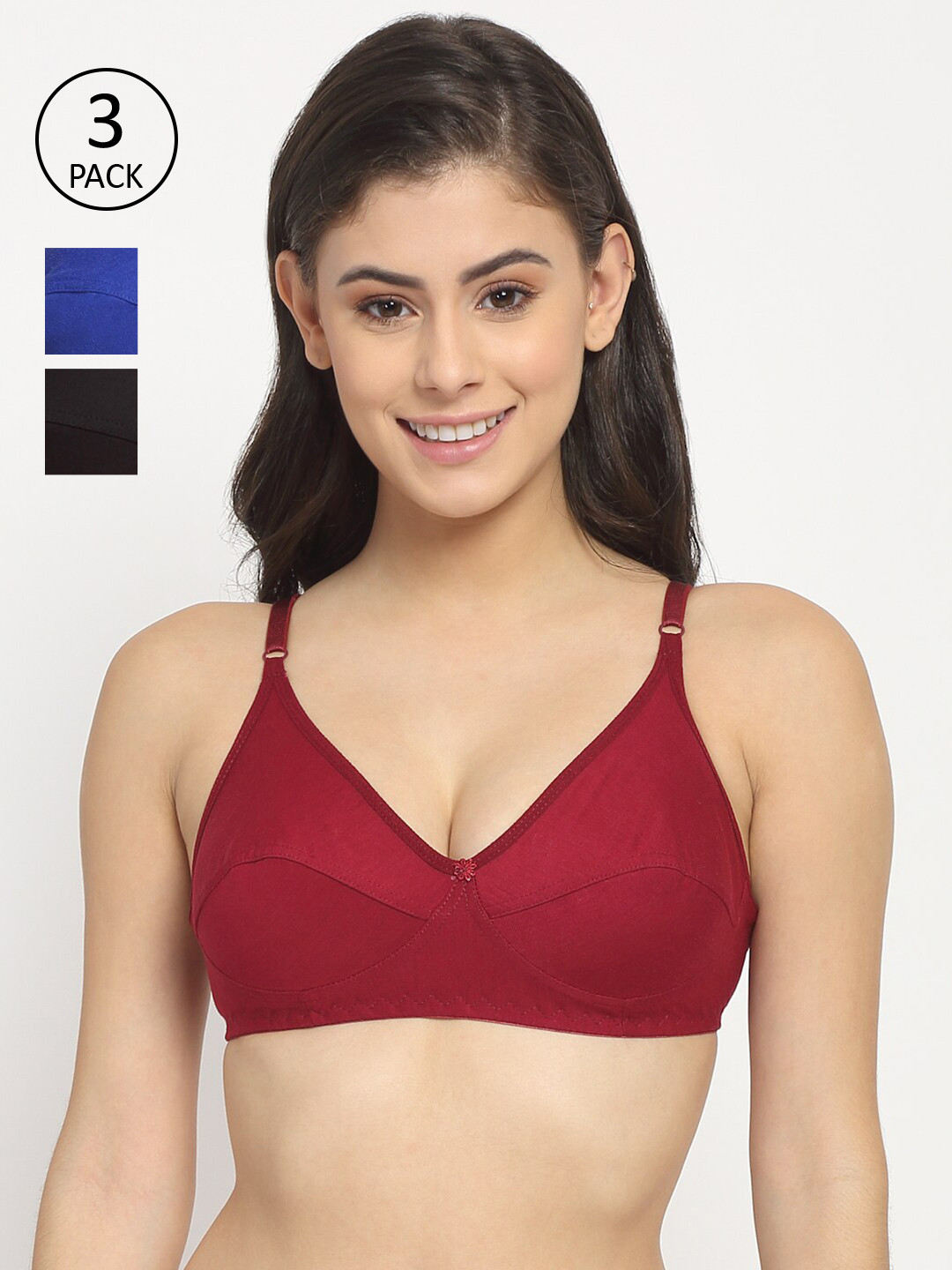 Friskers Black & Blue Pack of 3 Bras 2O-312-01-314-05-314-14-30