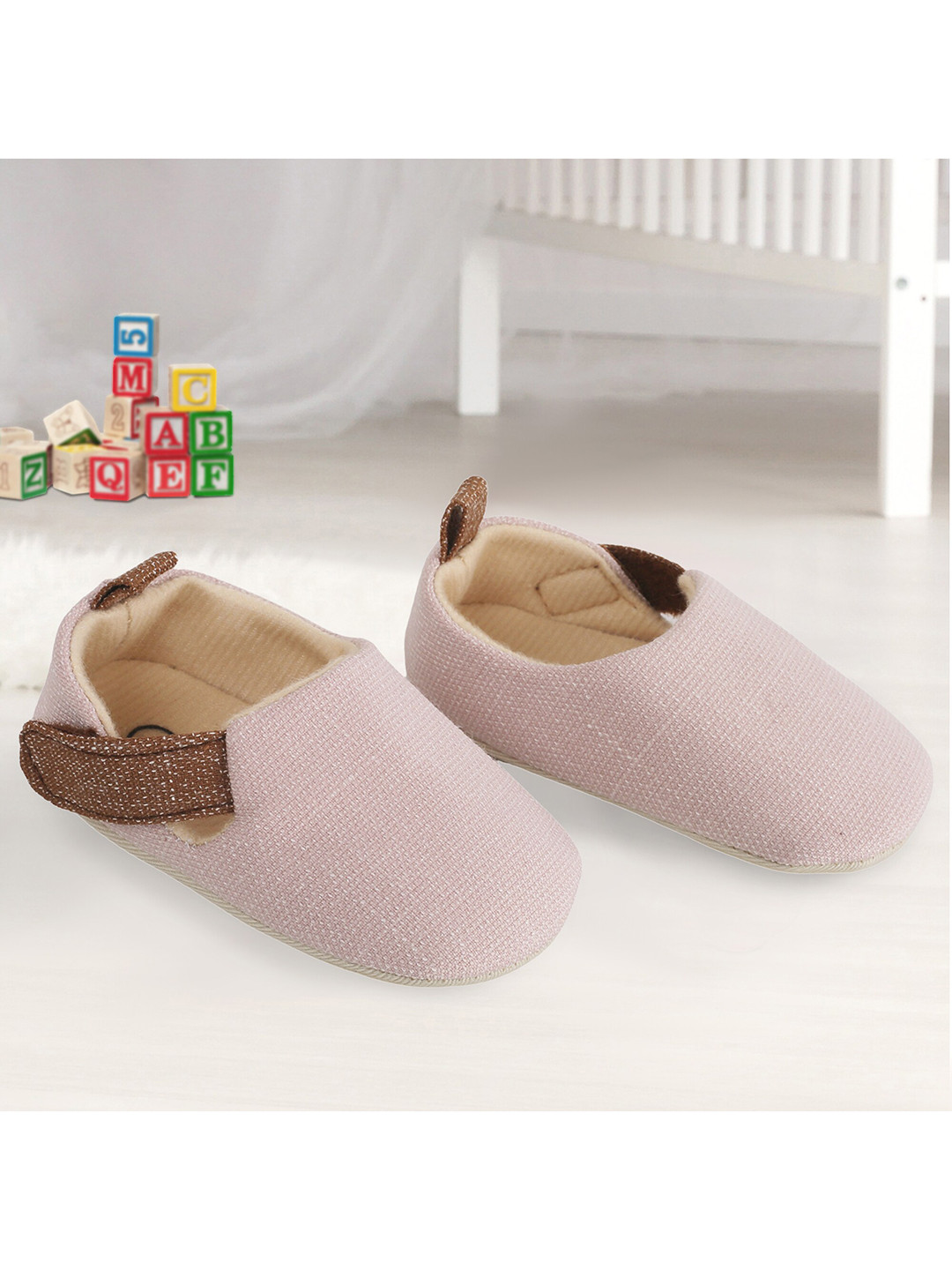 Baby Moo Girls Pink Textured Booties