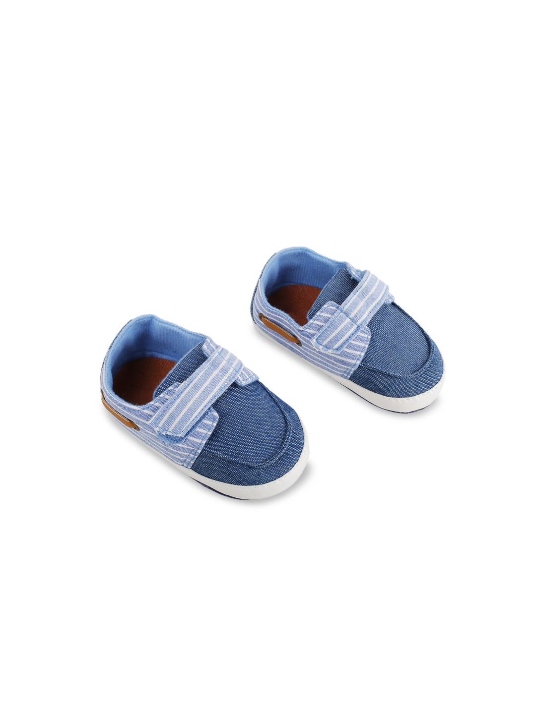 Baby Moo Kids Blue & White Striped Booties