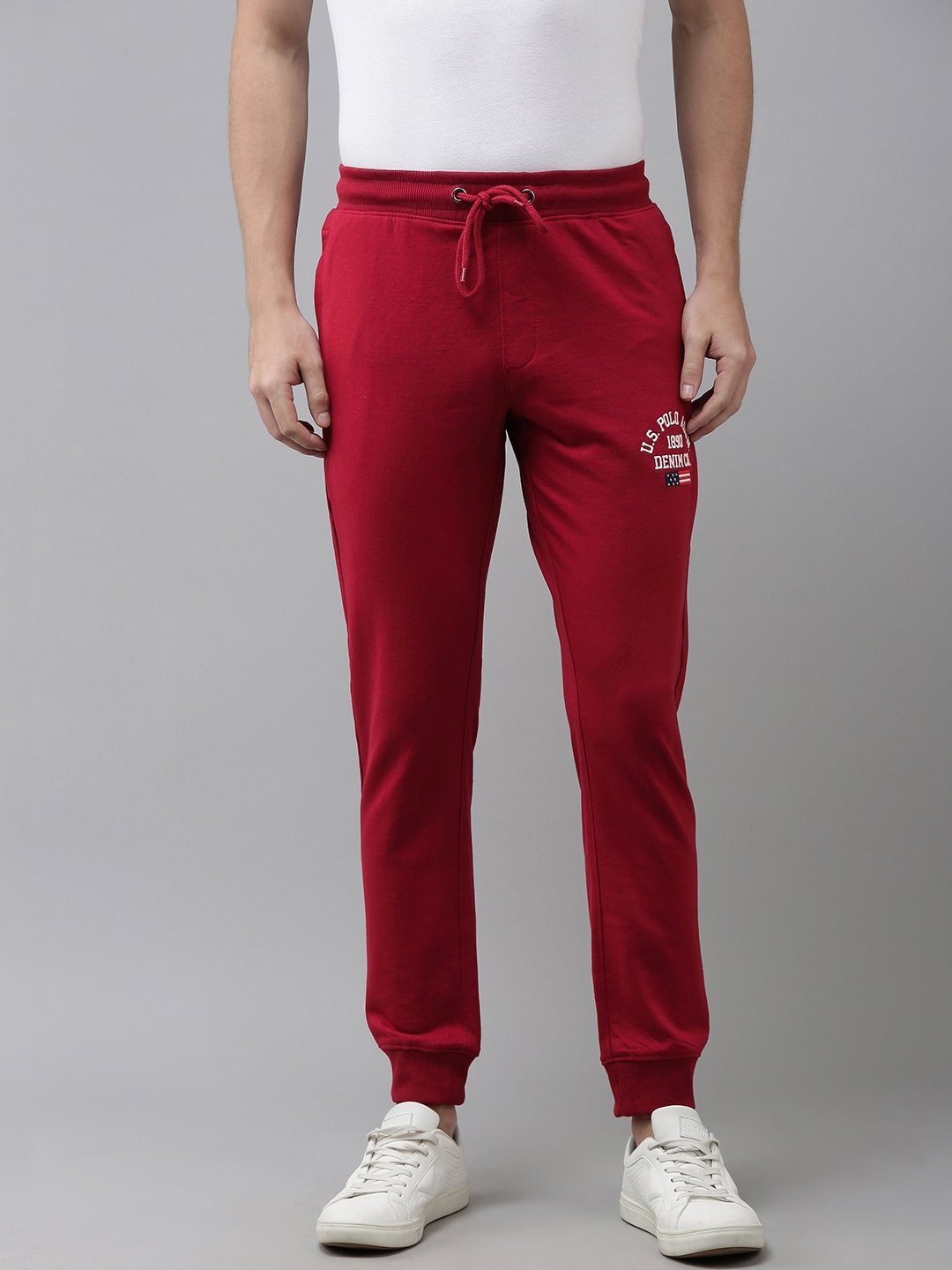 Buy U.S. Polo Assn. Denim Co. Men Maroon Slim Fit Brand Logo Detail Joggers Track Pants for Men 16320250 Myntra