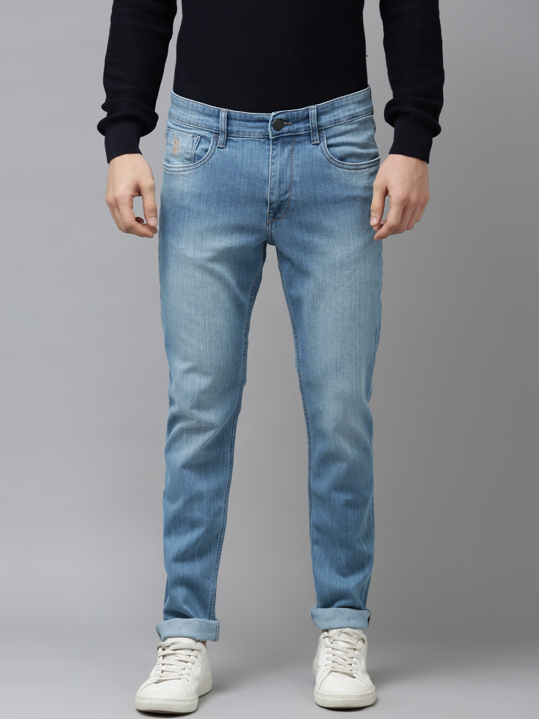 U S Polo Assn Denim Co Men Blue Slim Fit Light Fade Stretchable Jeans
