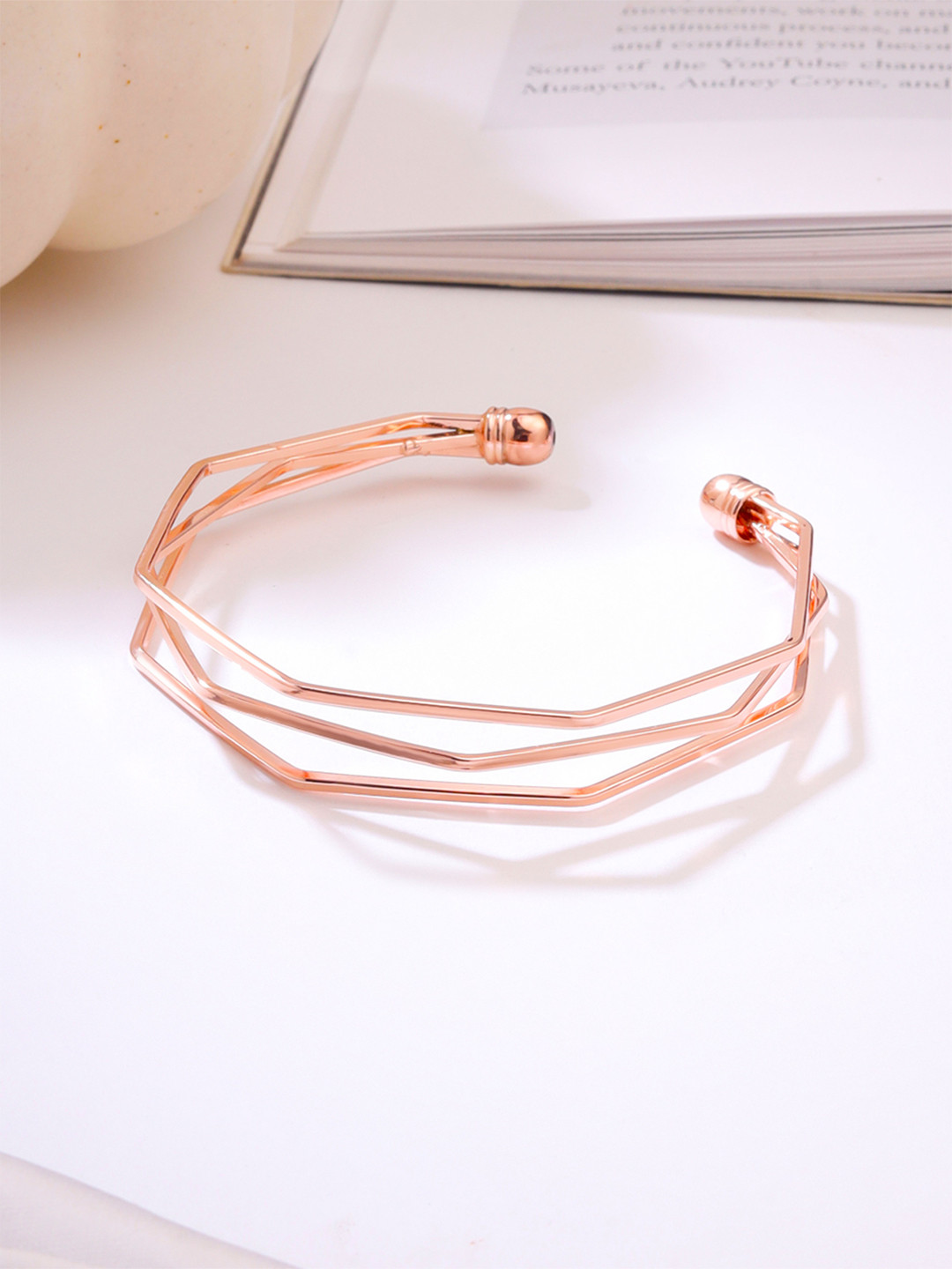 Yellow Chimes Elvora Rose Gold-Plated Cuff Bracelet