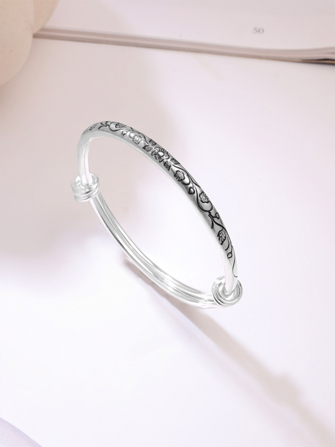 Yellow Chimes Vistelle Silver-Toned Adjustable Kada Bracelet