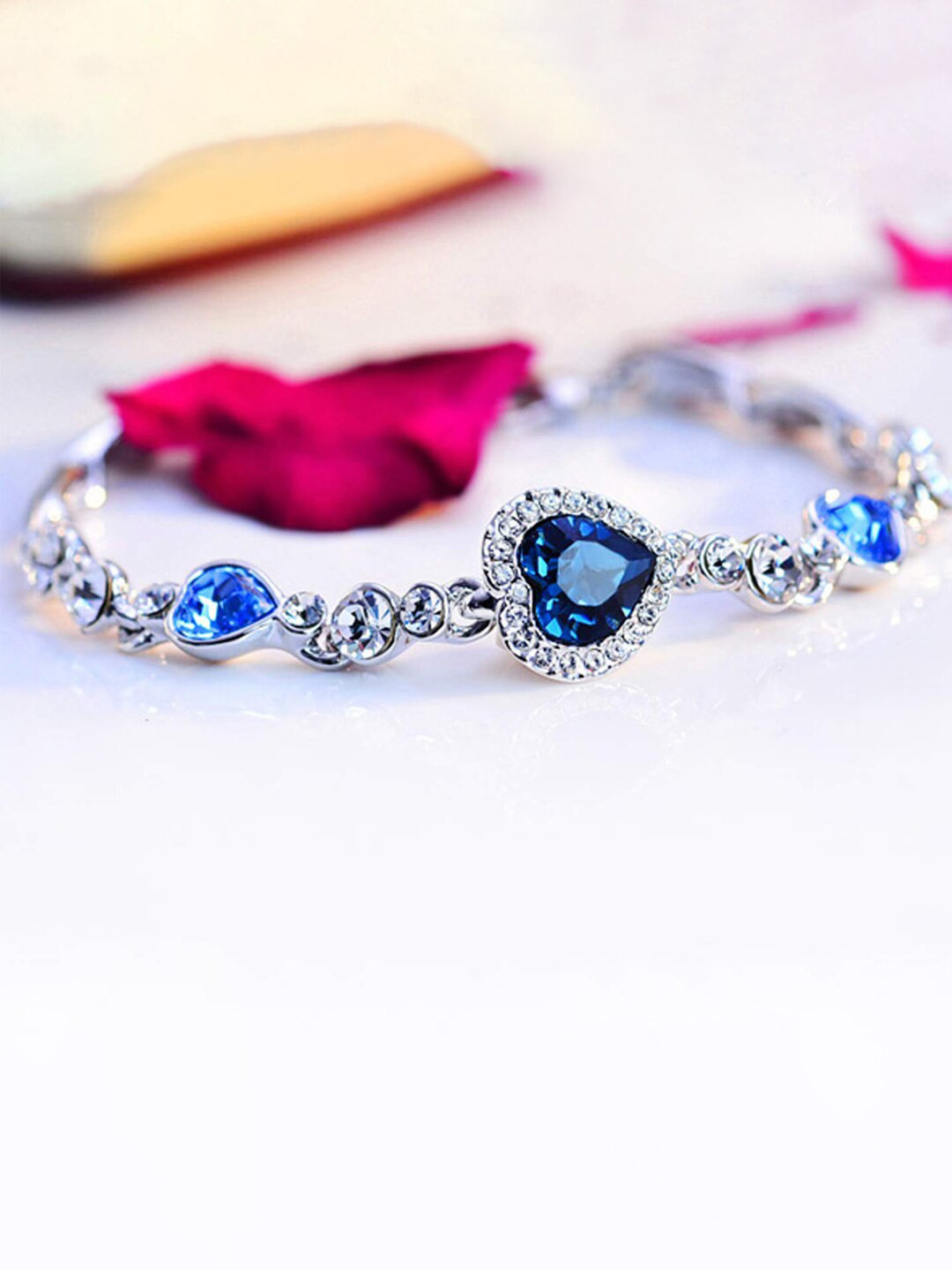 Chimes Toned Crystal Silver-Plated Charm Bracelet