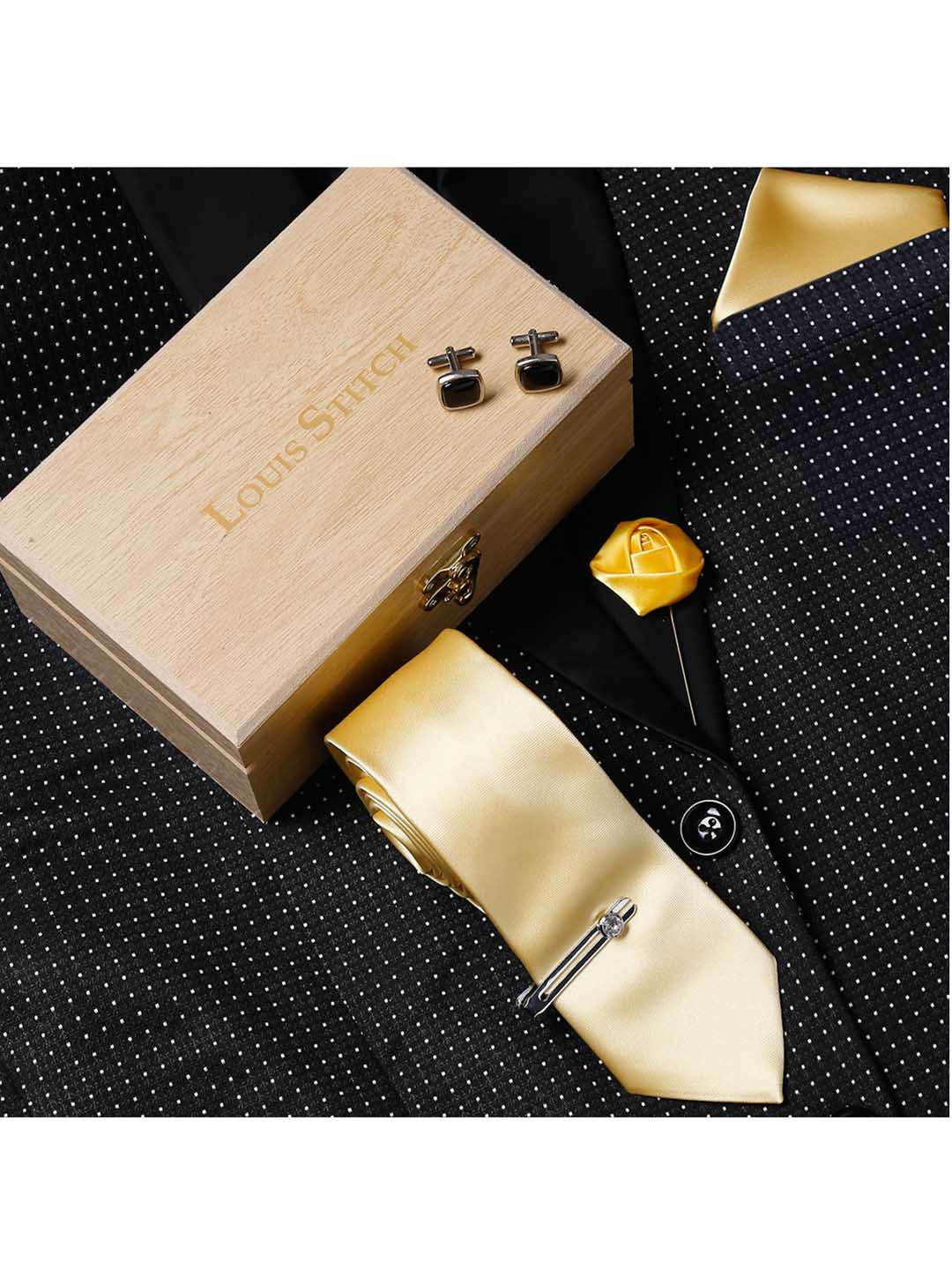 LOUIS STITCH Men Yellow Solid Accessory Gift Set
