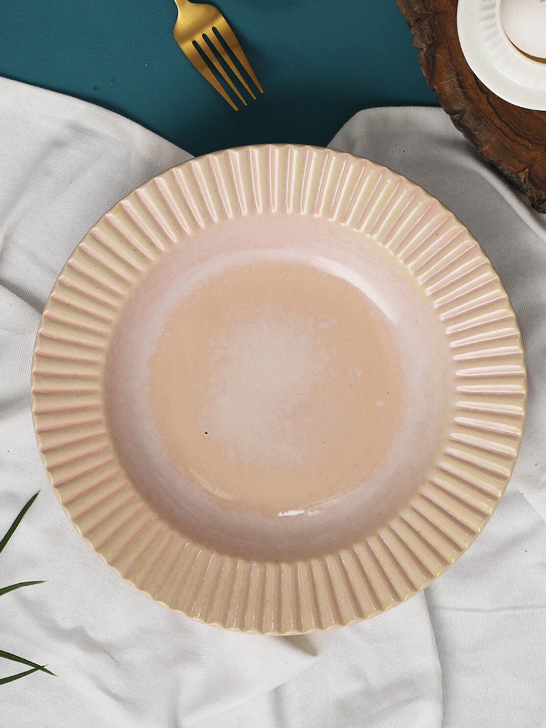 The Decor Mart Pink Ceramic Glossy Plates