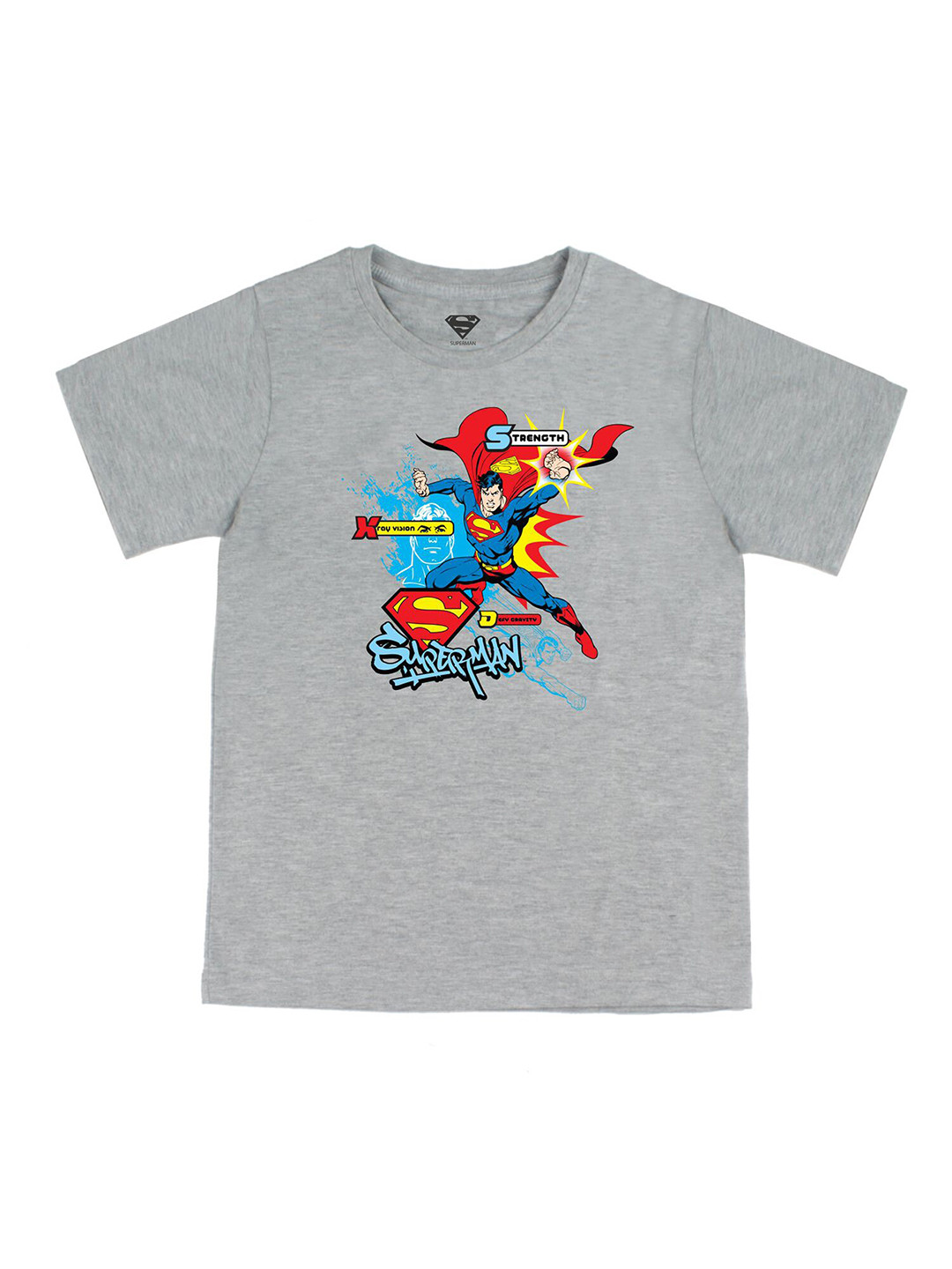 DC by Wear Your Mind Boys Grey Superman Printed Pure Cotton T-shirt