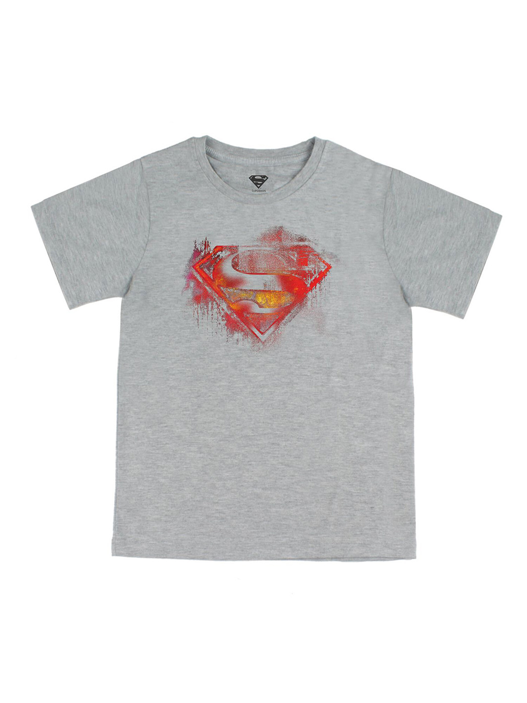 DC by Wear Your Mind Boys Grey Superman Printed V-Neck Applique T-shirt