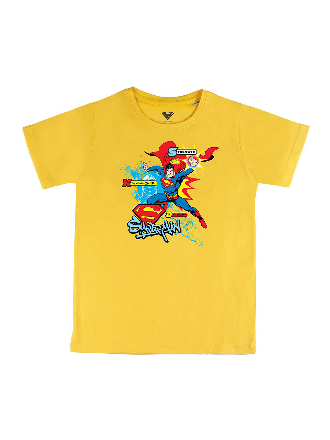 DC by Wear Your Mind Boys Yellow Superman Printed Pure Cotton T-shirt