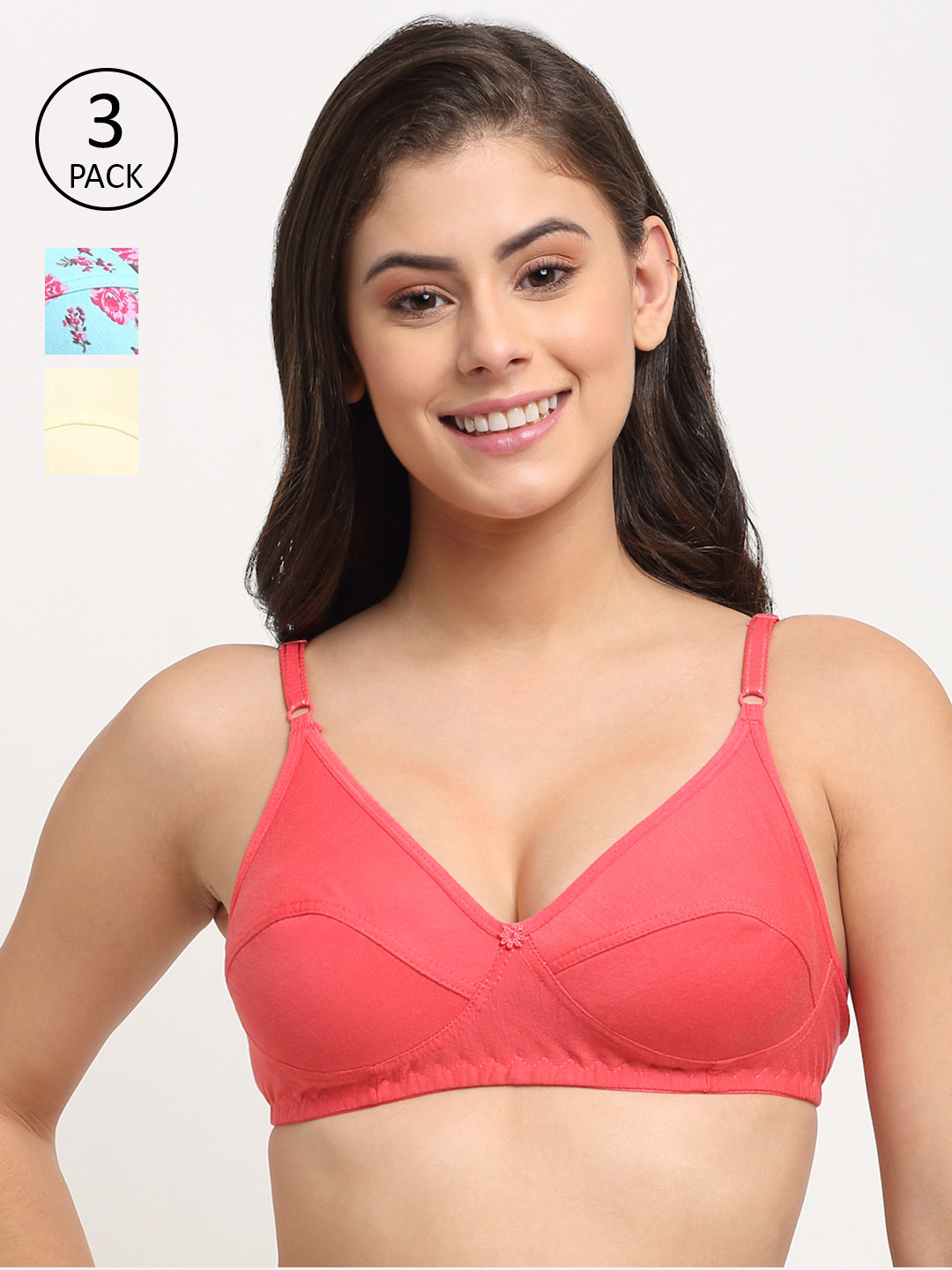 Friskers Pack of 3 Cotton Floral Bra O-313-20-314-08-318-09-30