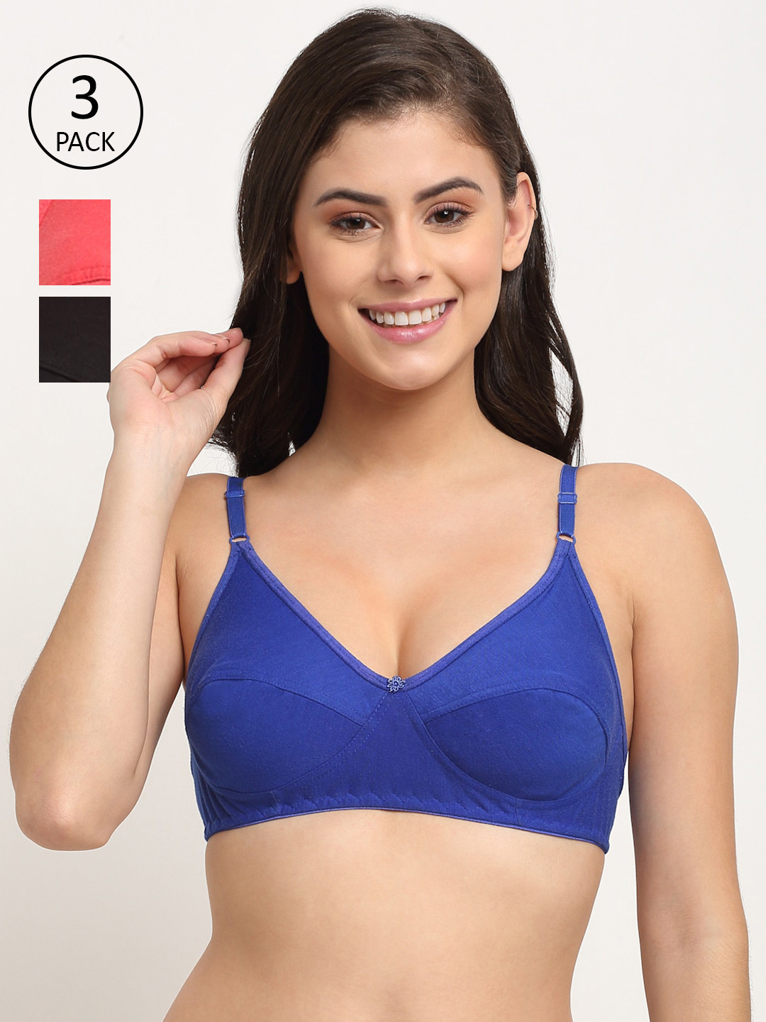 Friskers Pack of 3 Blue & Orange Everyday Bra O-314-05-314-08-318-01-30