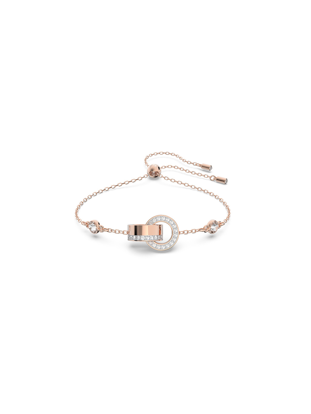 SWAROVSKI Women White & Rose Gold Crystals Rose Gold-Plated Link Bracelet