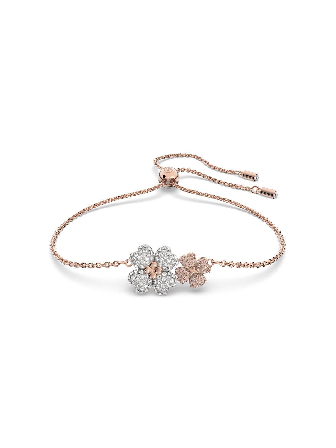 SWAROVSKI Women Pink Crystals Rose Gold-Plated Charm Bracelet