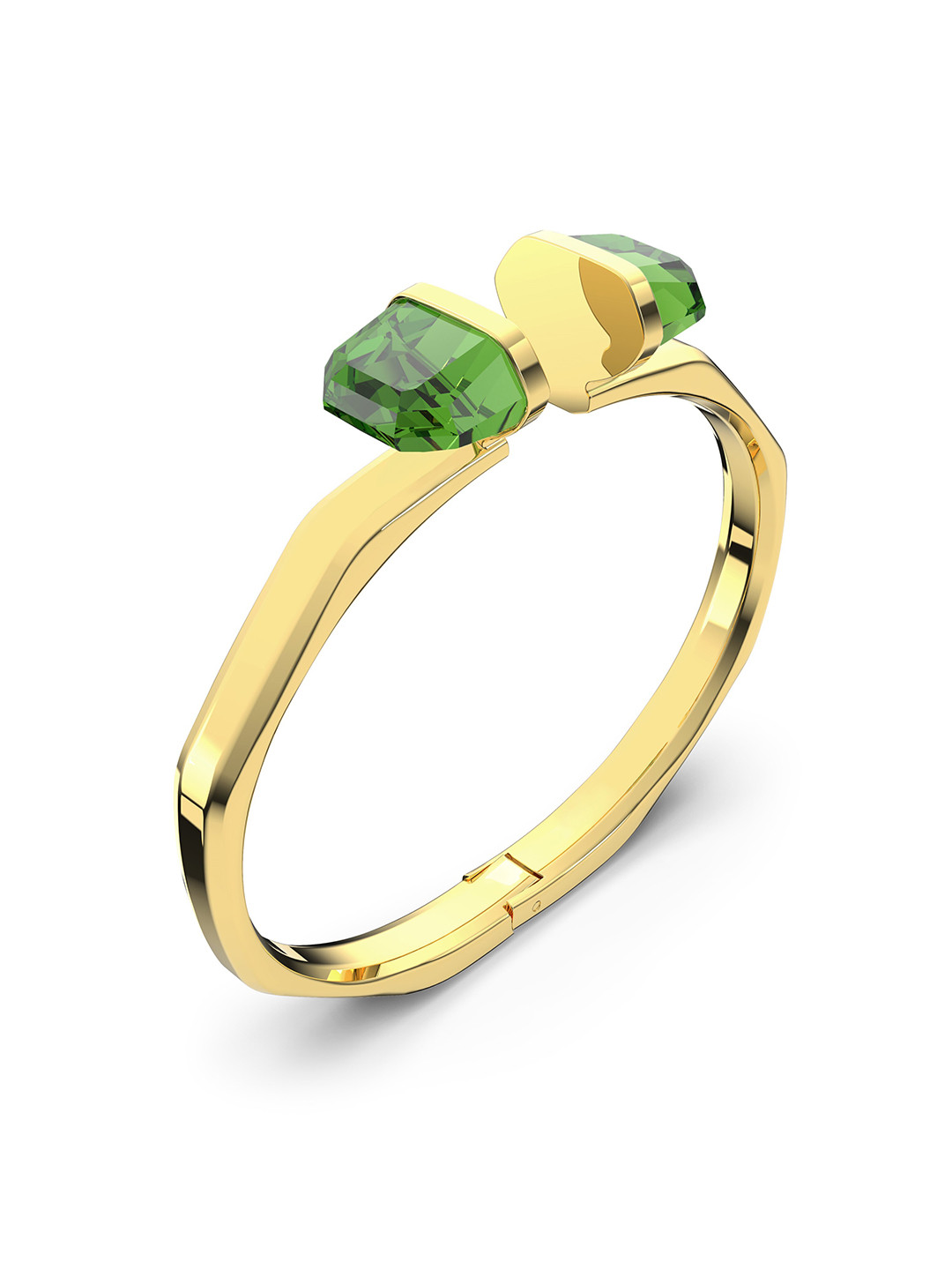 SWAROVSKI Women Green & Gold-Toned Crystals Gold-Plated Bangle-Style Bracelet