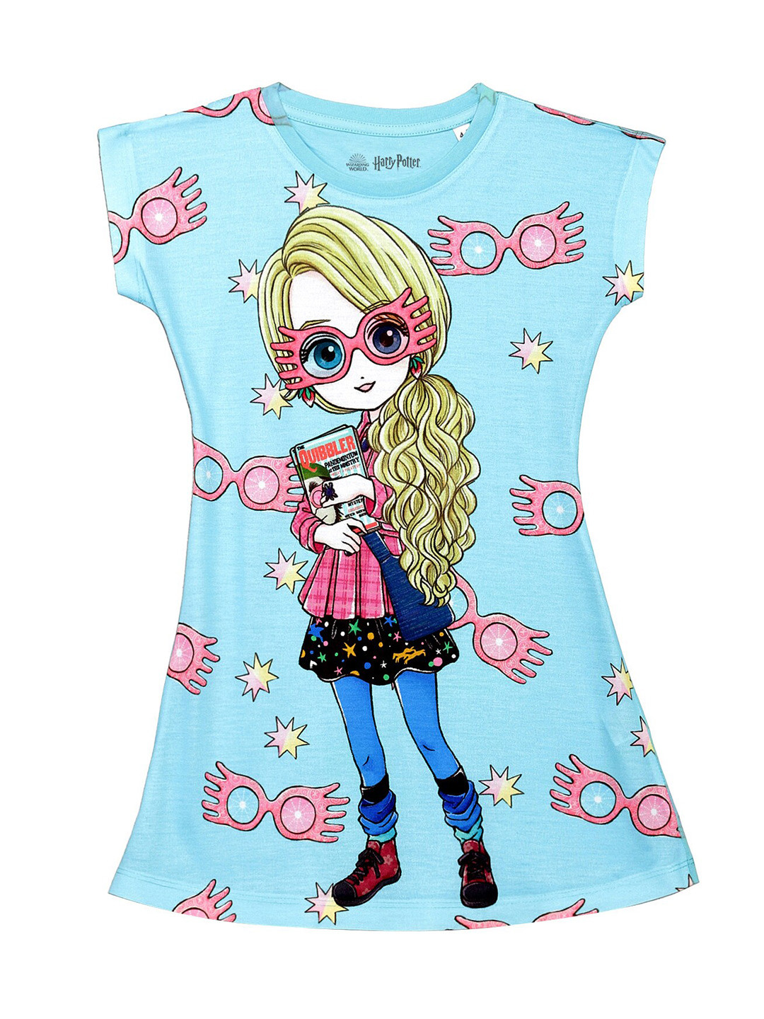 Harry Potter by Wear Your Mind Turquoise Blue & Yellow T-shirt Dress