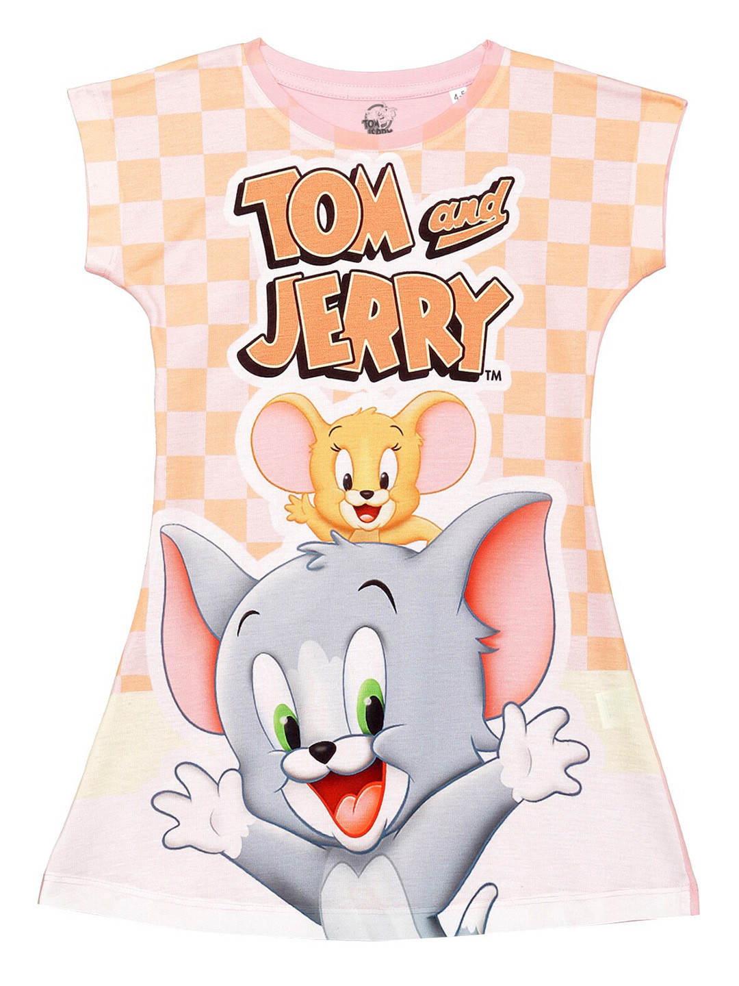 Tom & Jerry by Wear Your Mind Pink Graphic Character Printed A-Line Dress