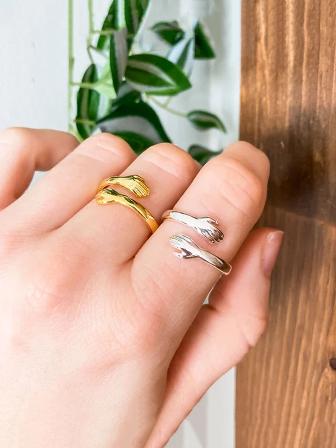 Yellow Chimes Set Of 2 Gold & Silver-Plated Finger Ring