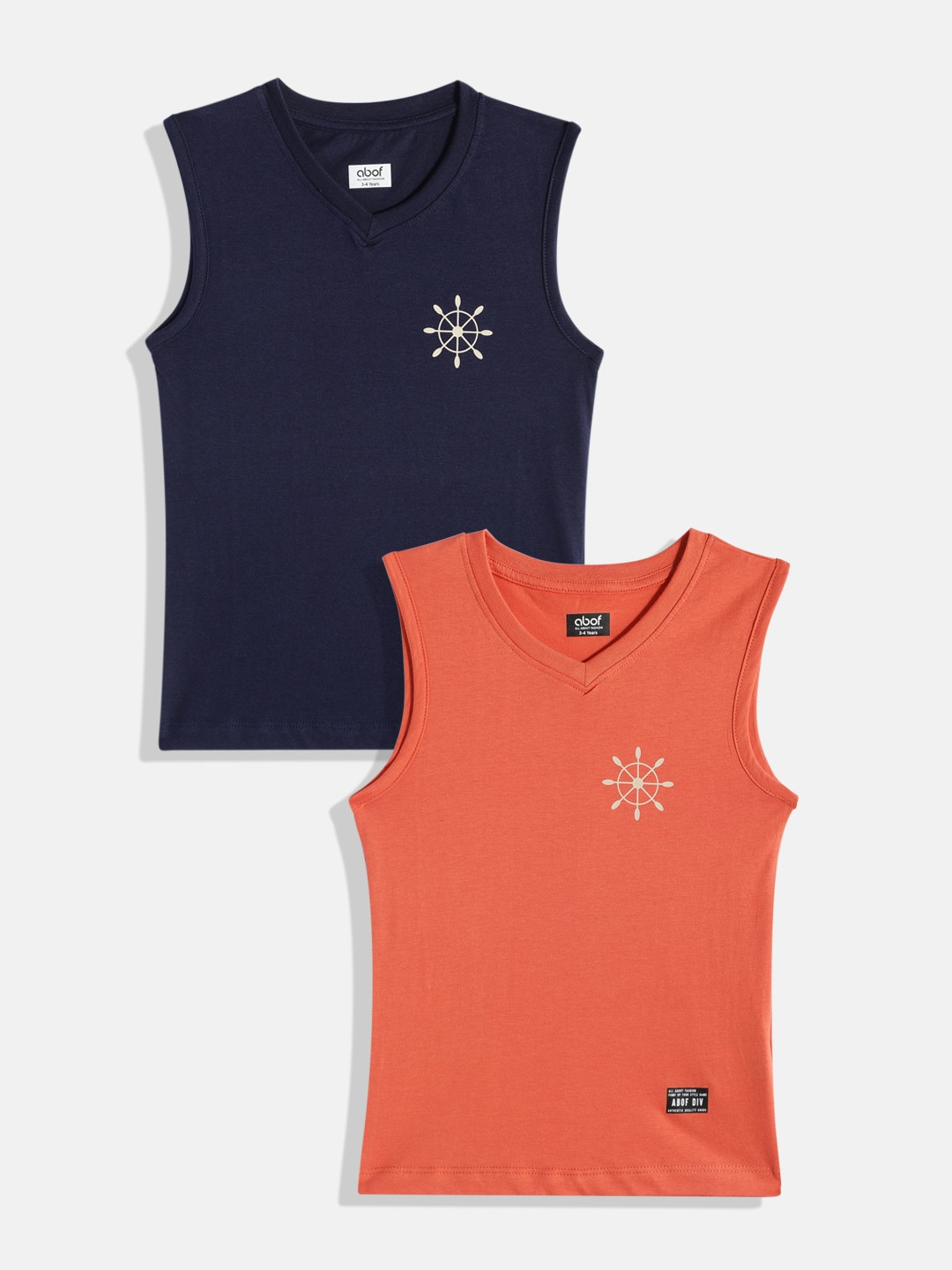 abof Boys Pack of 2 Pure Cotton Sleeveless T-shirts
