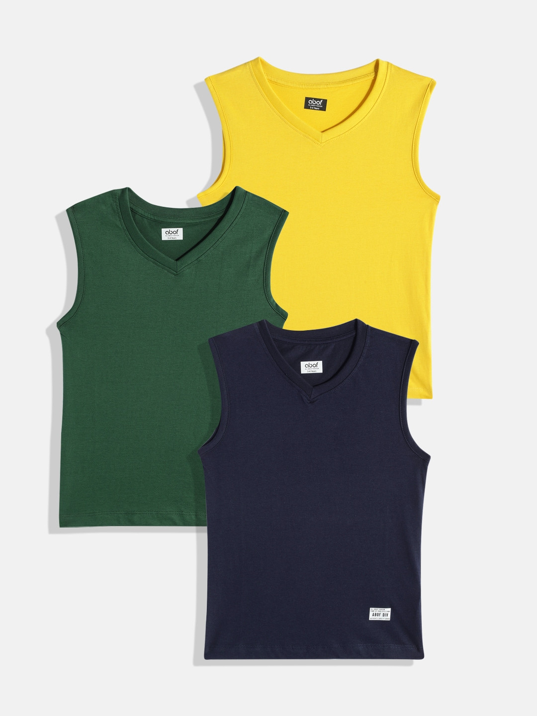 abof Boys Pack of 3 Pure Cotton Sleeveless T-shirts