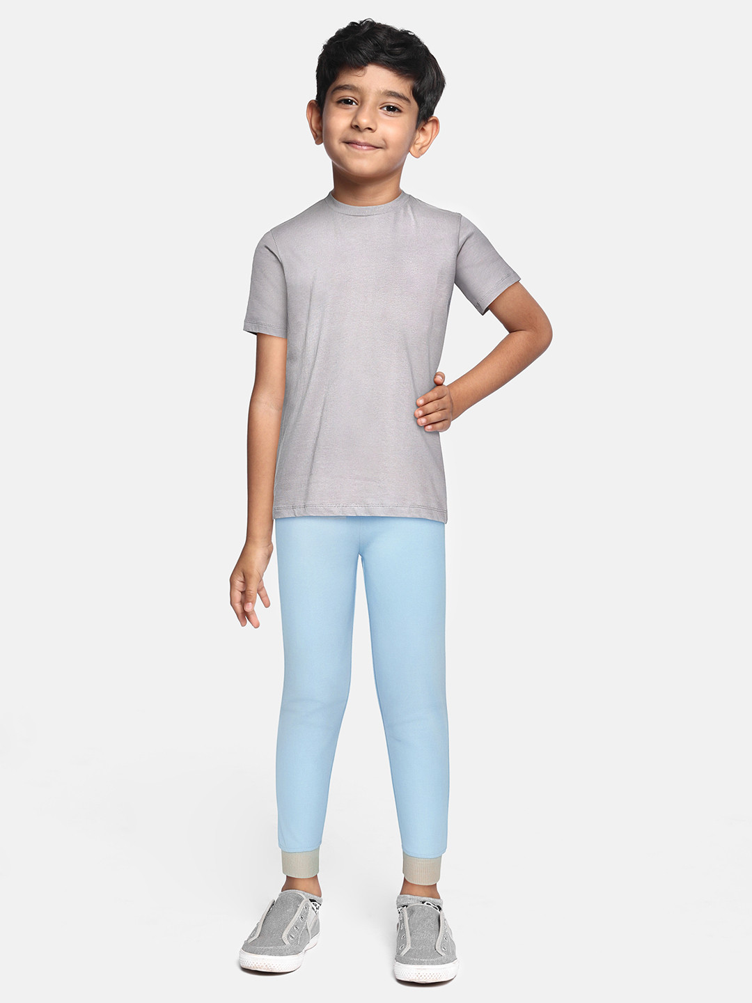 abof Boys Blue Solid Pure Cotton Joggers