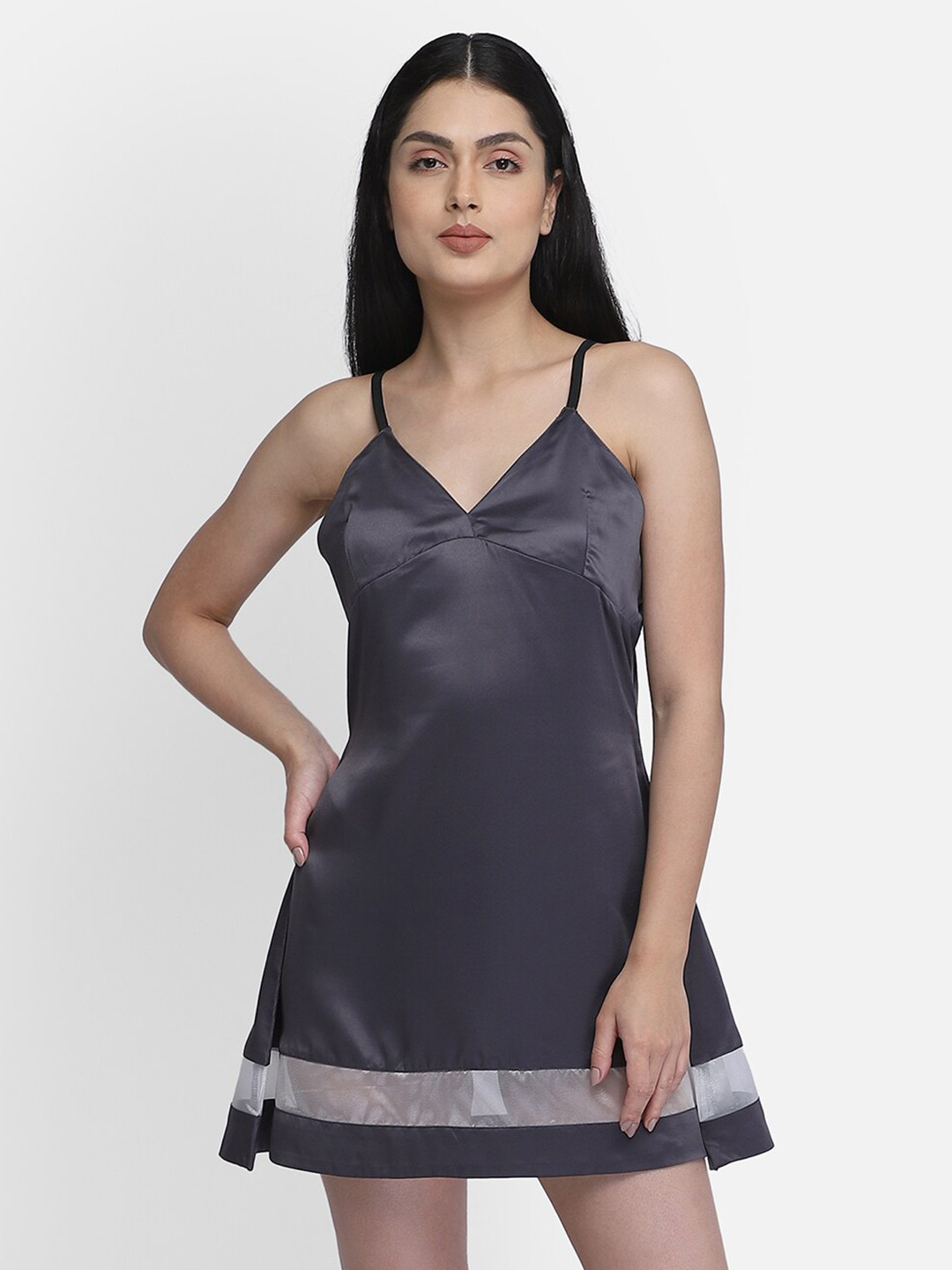 Smarty Pants Grey Satin Baby Doll
