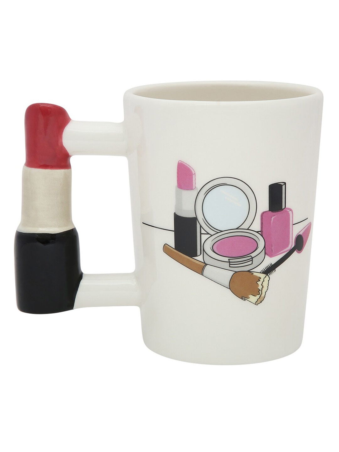 BonZeaL White   Pink Printed Ceramic Beauty Series Lipstick Mug