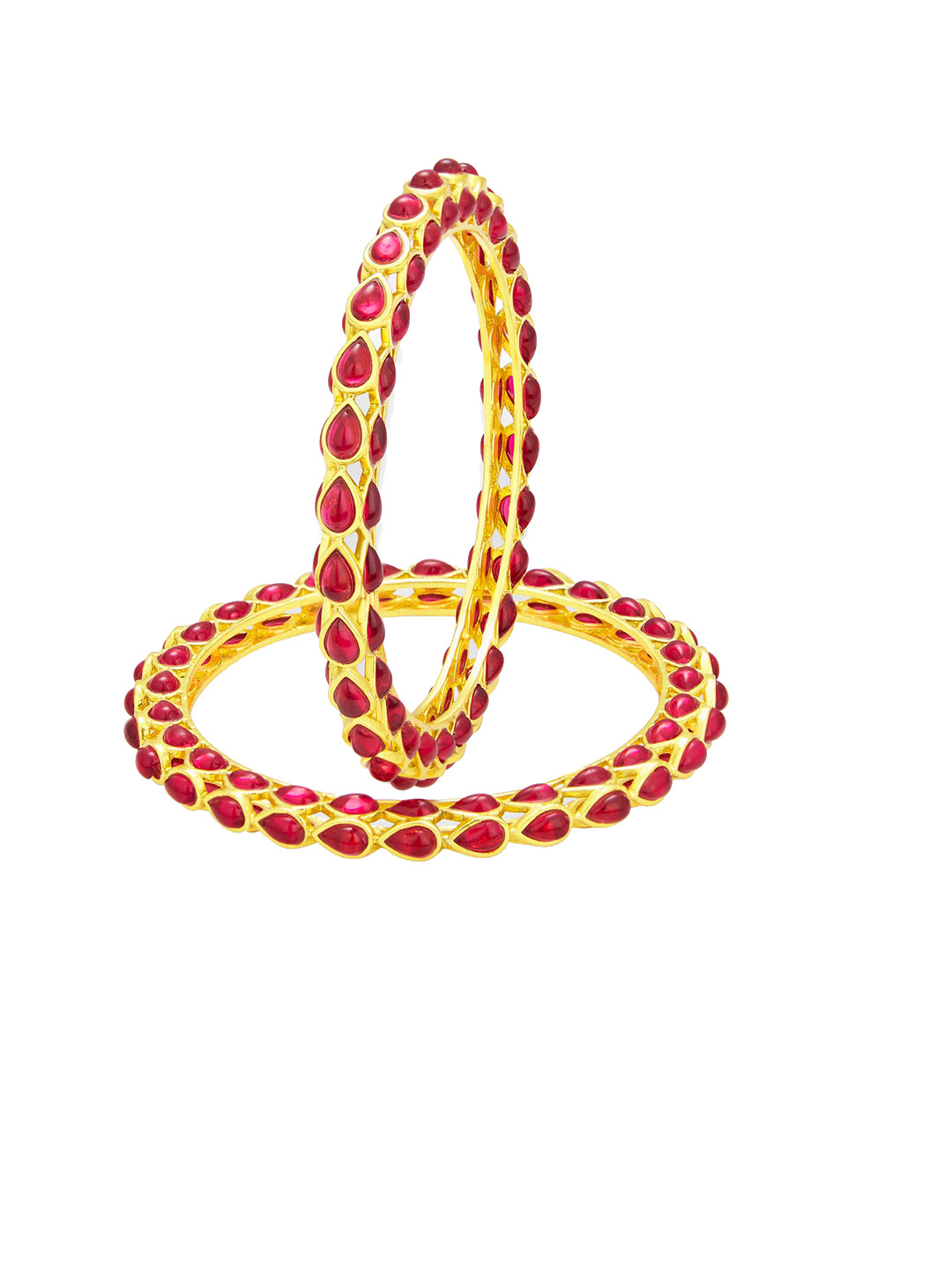 Sukkhi Set of 2 Gold-Plated Pink Stone Studded Bangles