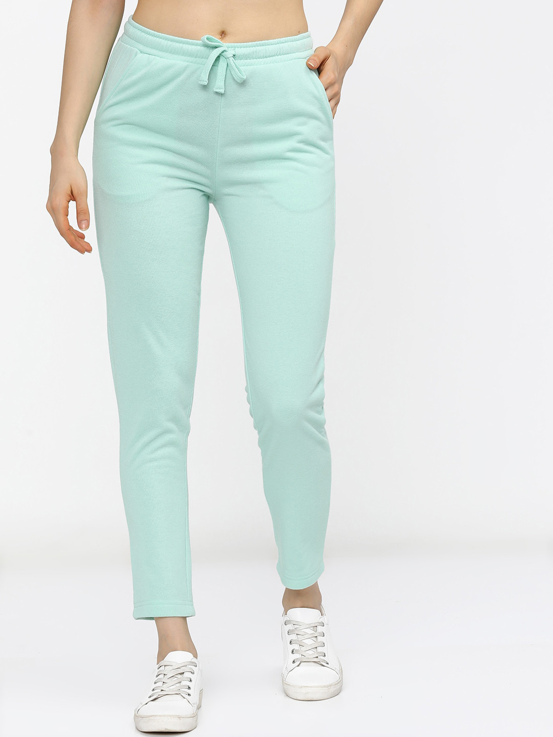 Tokyo Talkies Women Sea Green Solid Track Pants