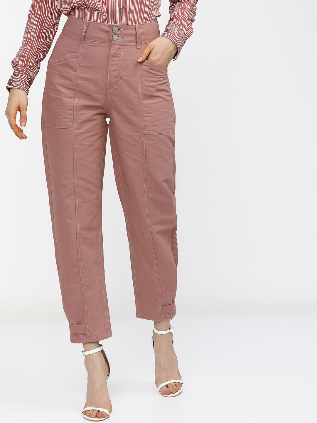 Tokyo Talkies Women Dusty Rose Mom Fit Jeans