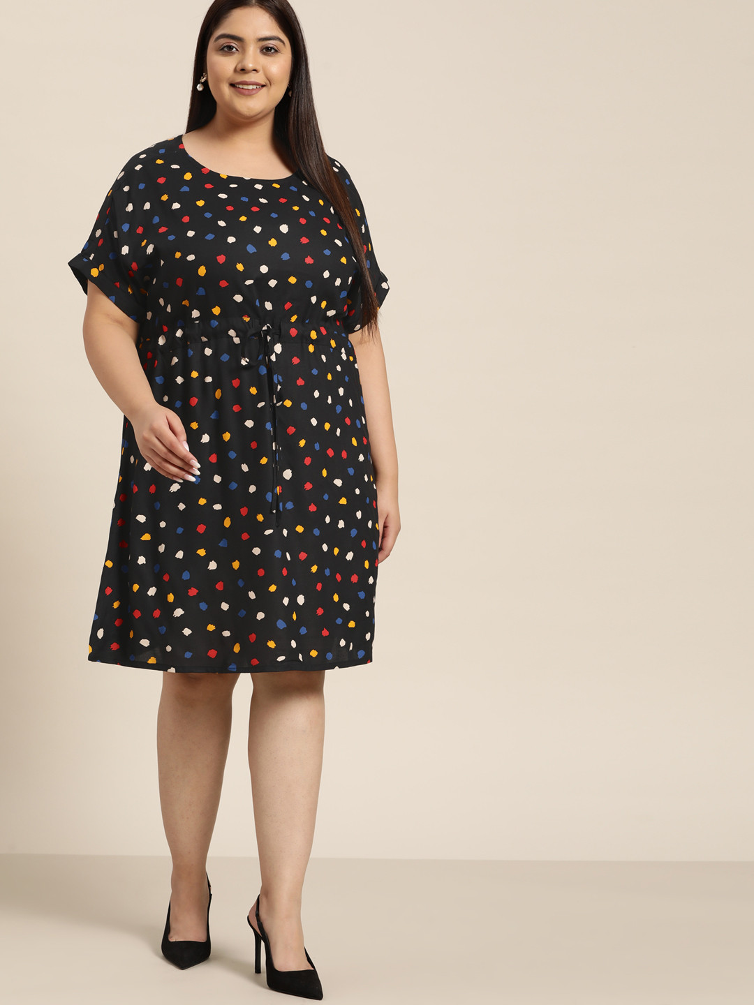 Sztori Women Plus Size Black & Red Kaftan Dress