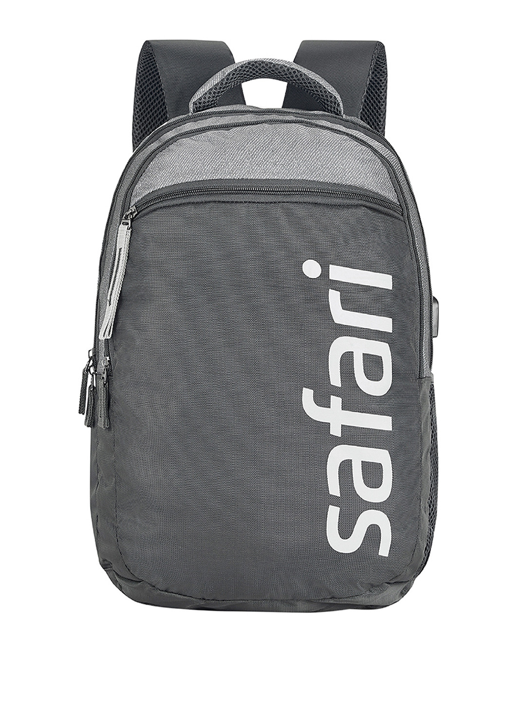 Safari Unisex Grey & Blue Brand Logo Backpack