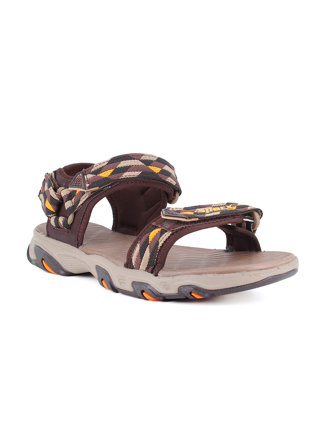 Sparx Men Brown & Grey Printed Sports Sandals
