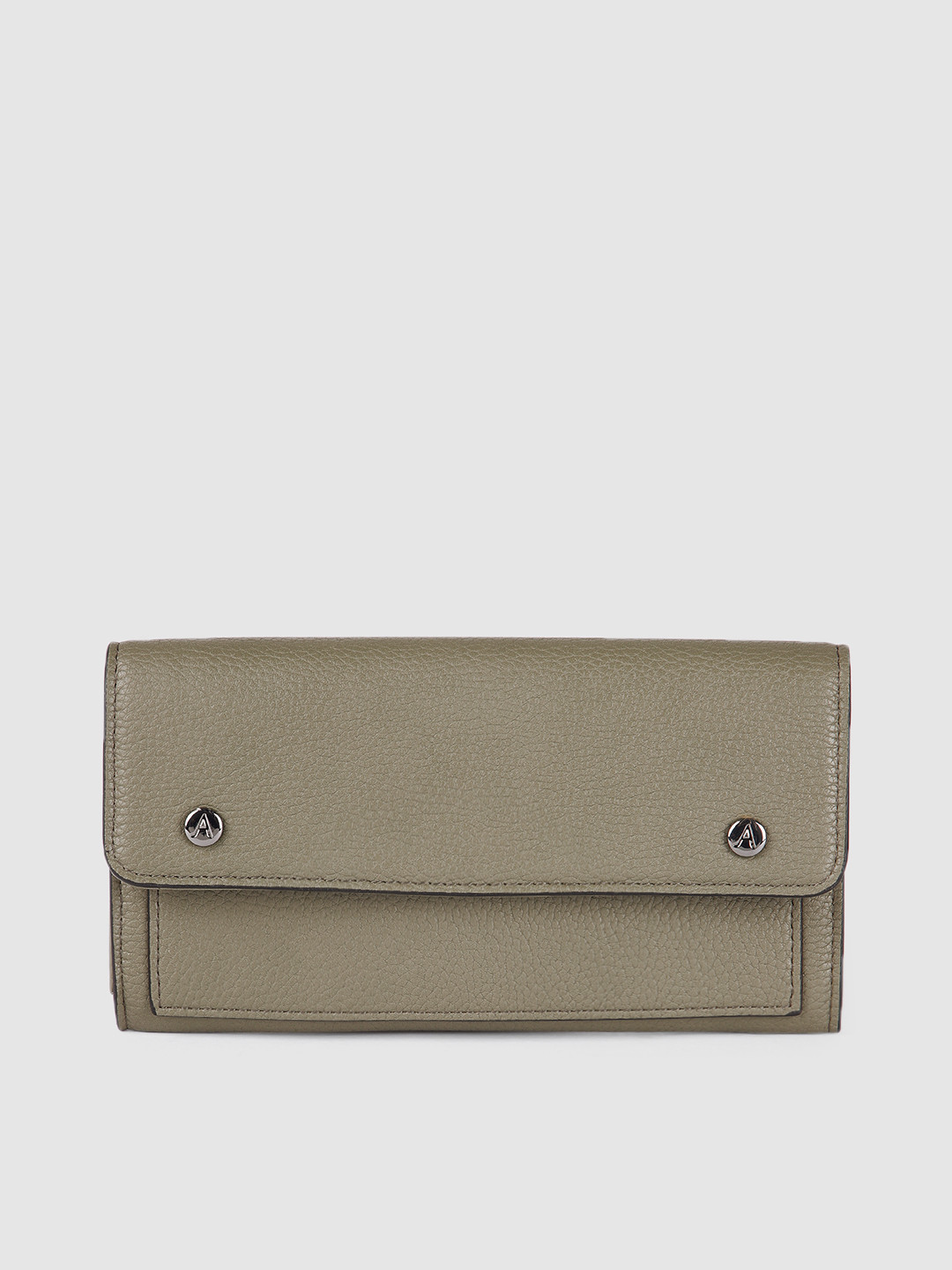 Accessorize Women Olive Green Solid Envelope Wallet