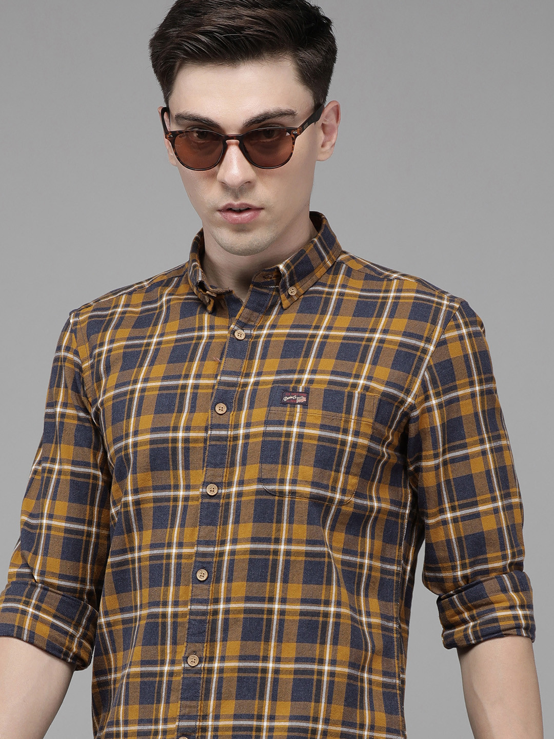U S Polo Assn Denim Co Men Blue Tartan Checks Checked Casual Shirt