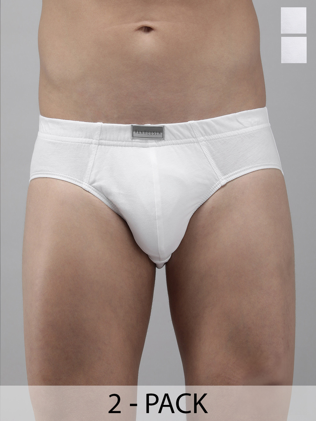 Van Heusen Innerwear Pack Of 2 Antibacterial Pure Cotton Solid Color Fresh Briefs 8905325936633