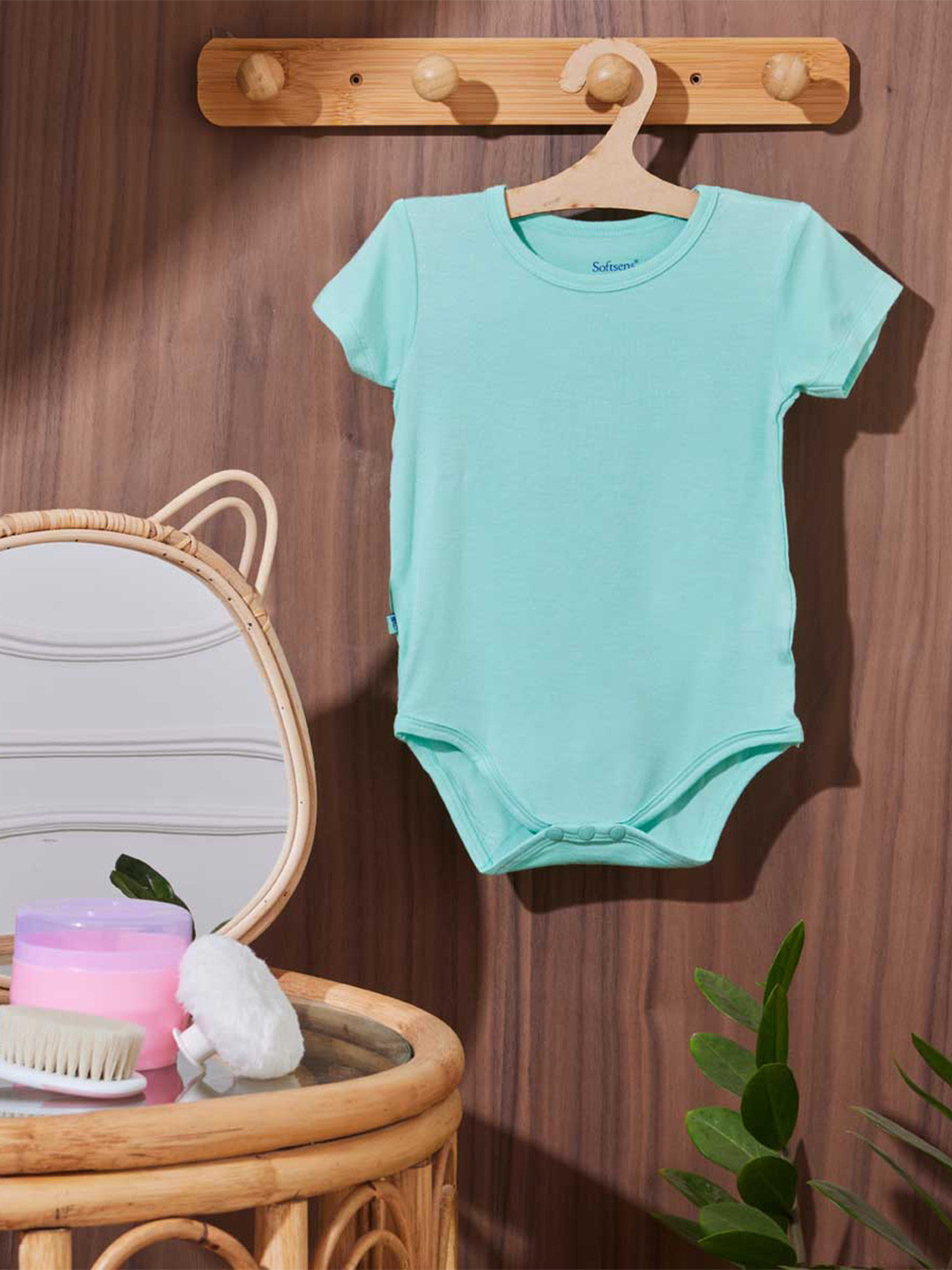 Softsens Unisex Kids Green Bamboo Romper