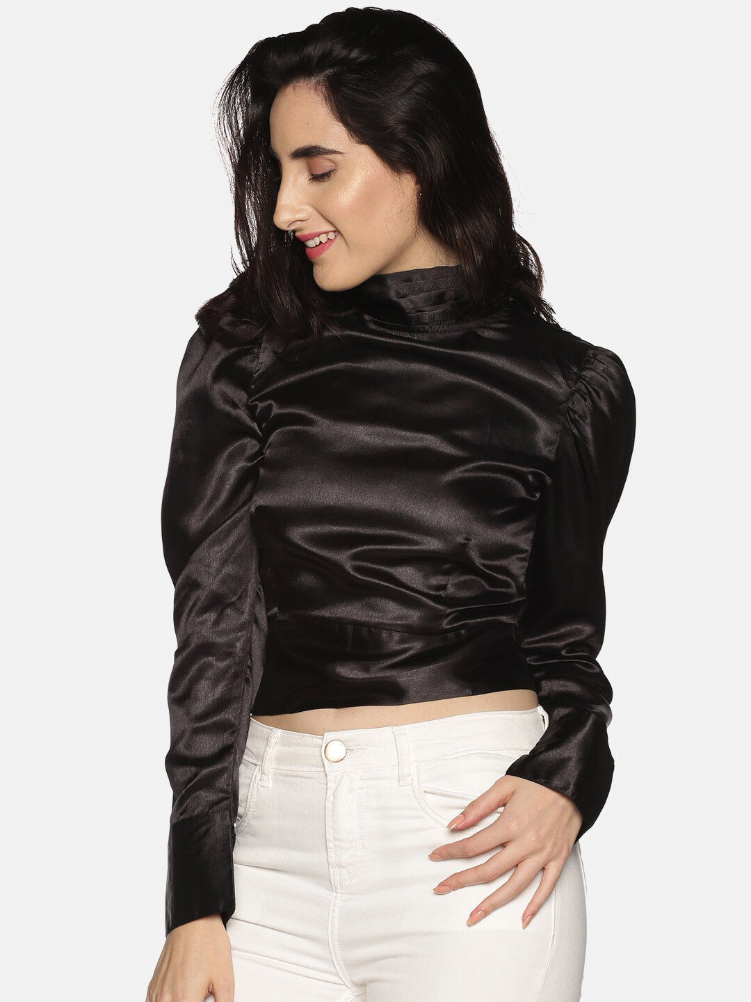 ISU Black Styled Back Crop Top