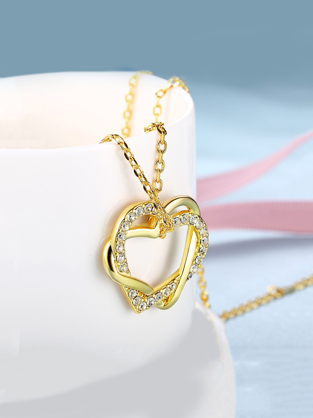 Yellow Chimes  Gold Plated Austrian Crystal Heart Pendant
