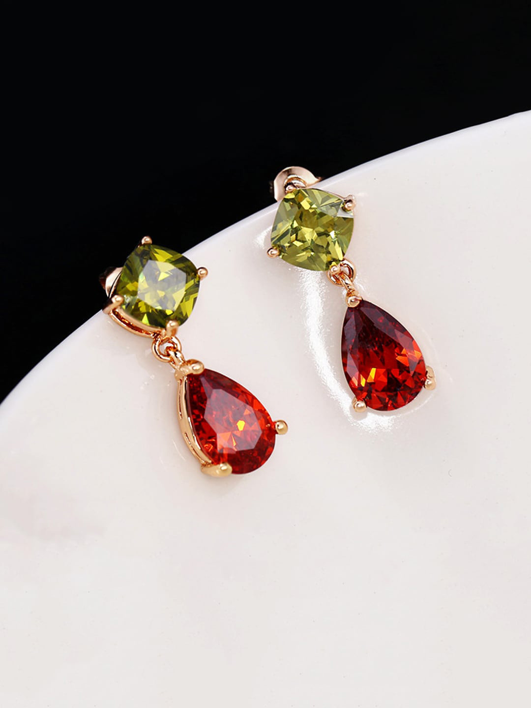 Yellow Chimes Multicolour Stone Crystal Drop Earring